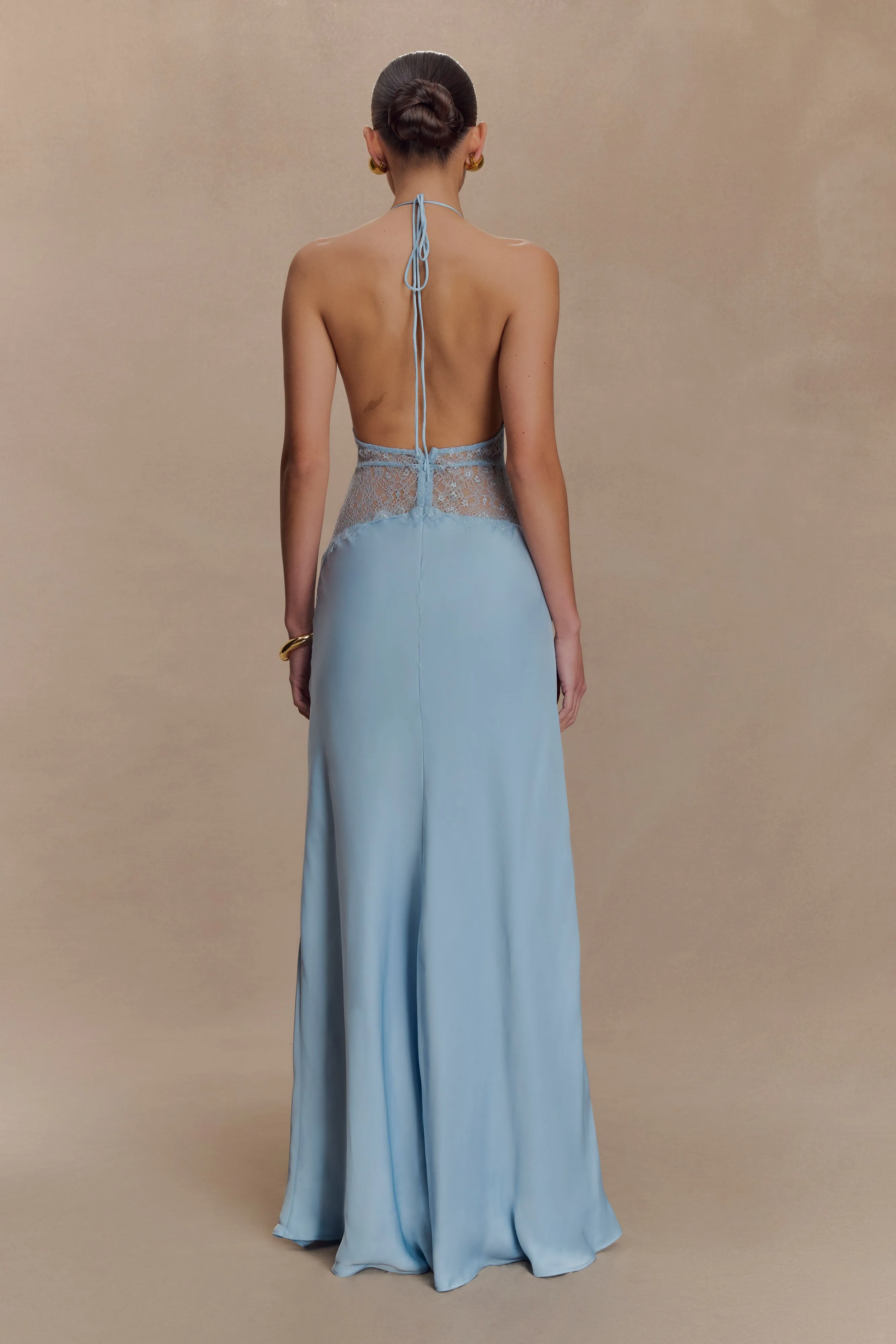 Dinah Lace And Satin Maxi Dress - Cornflower Blue sold by Meshki product image thumbnail 3