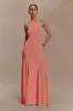Soleil Knit And Mesh Halter Maxi Dress - Coral sold by Meshki