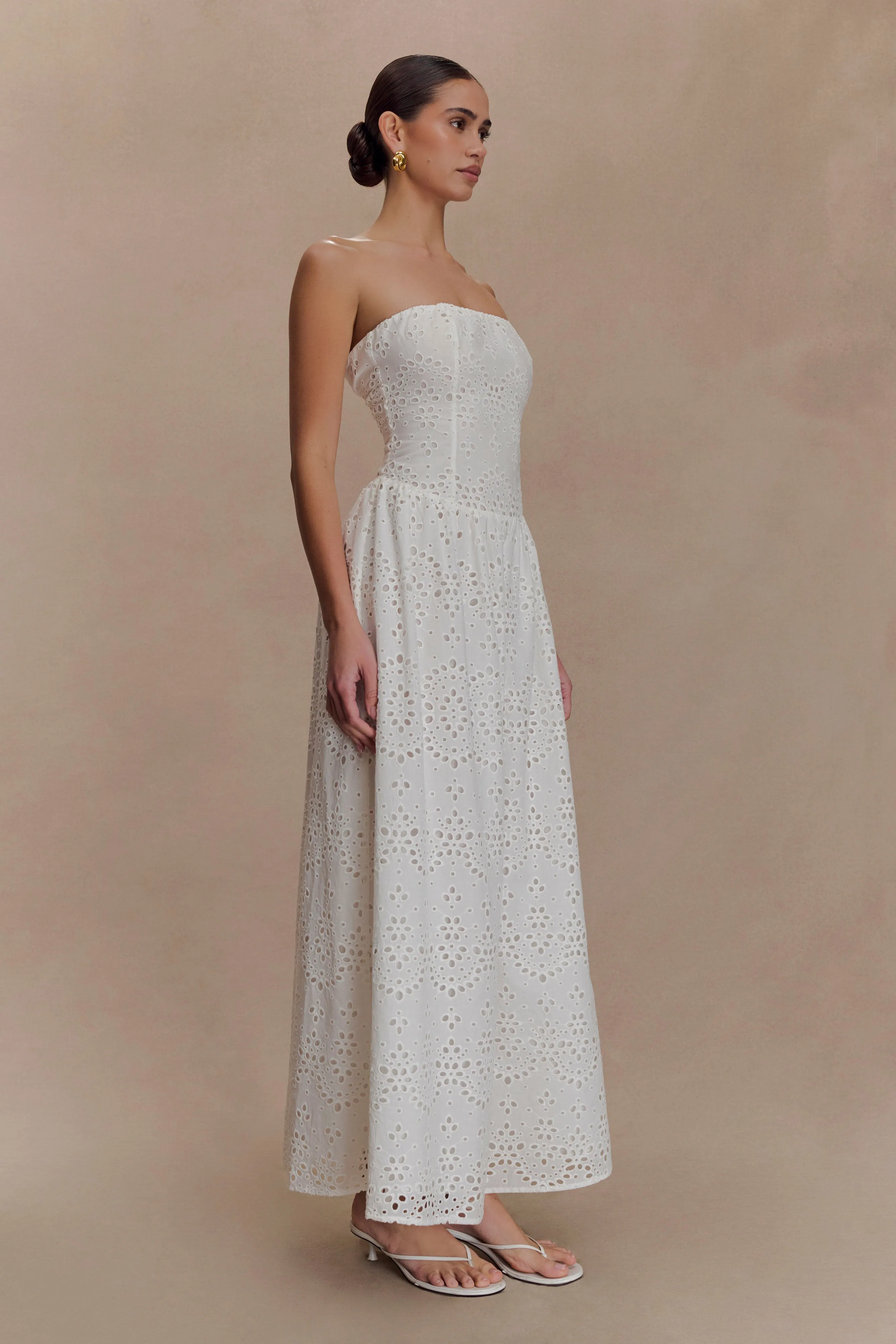 Maureen Broderie Strapless Maxi Dress - White sold by Meshki product image thumbnail 5