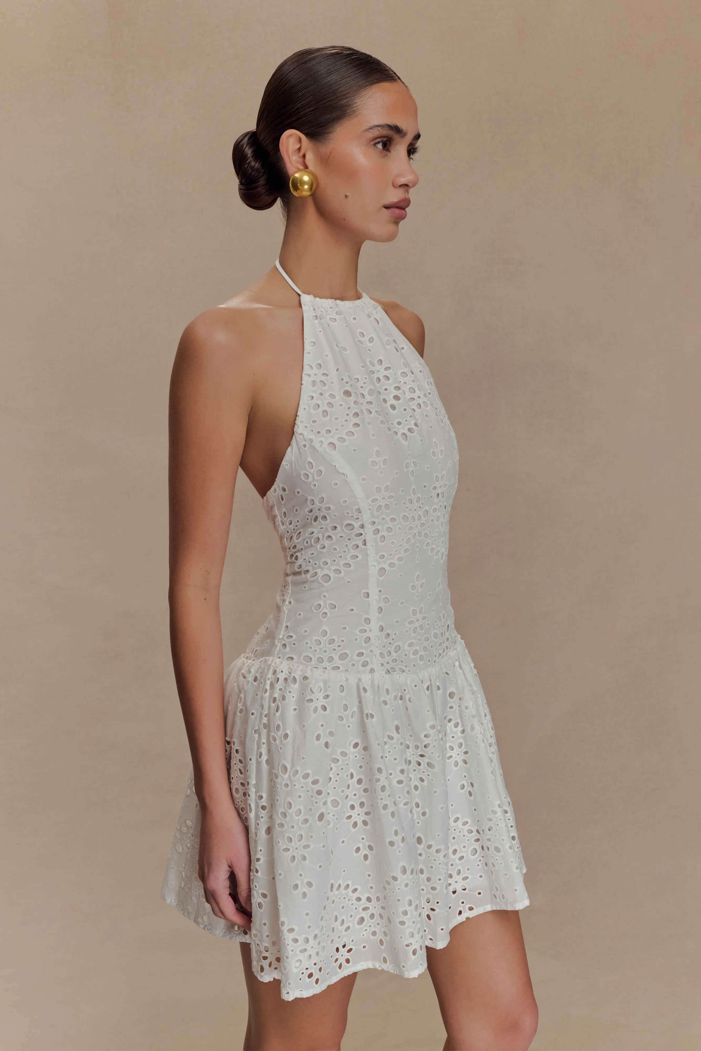 Carlina Broderie Mini Dress - White sold by Meshki product image thumbnail 4