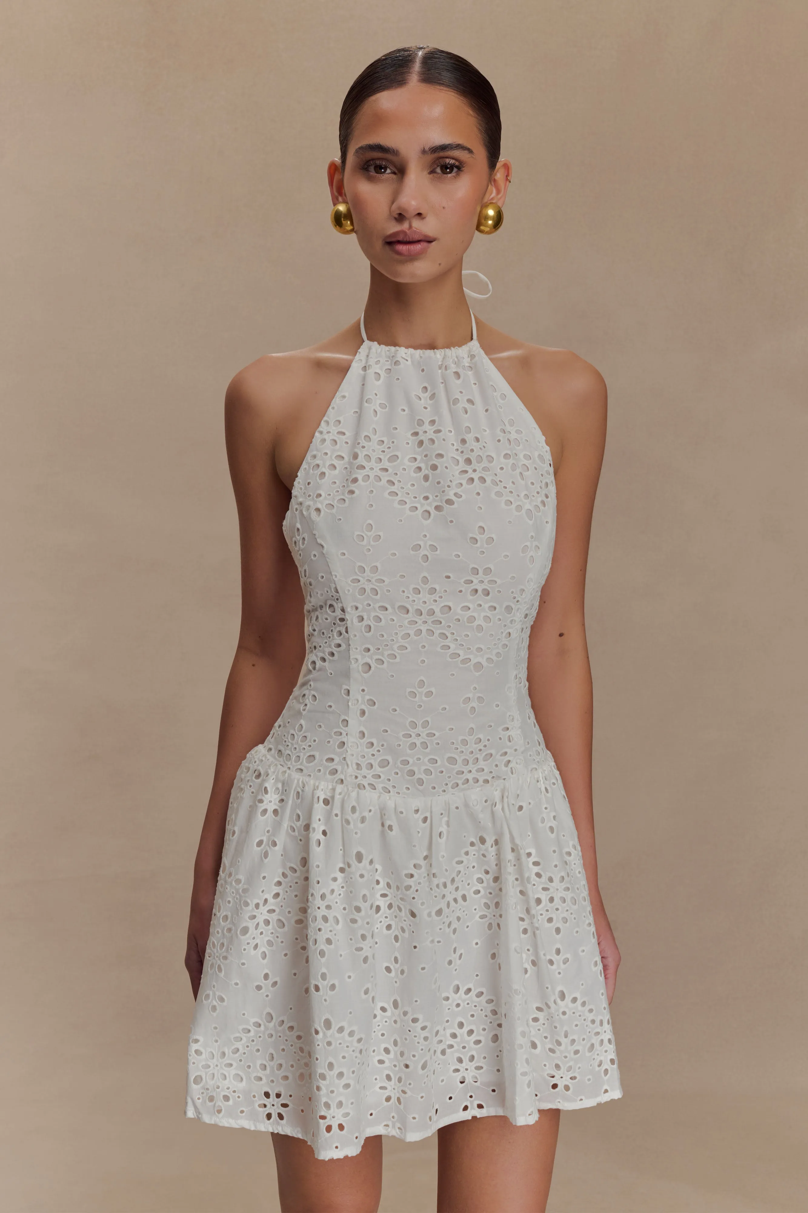 Carlina Broderie Mini Dress - White sold by Meshki product image thumbnail 5