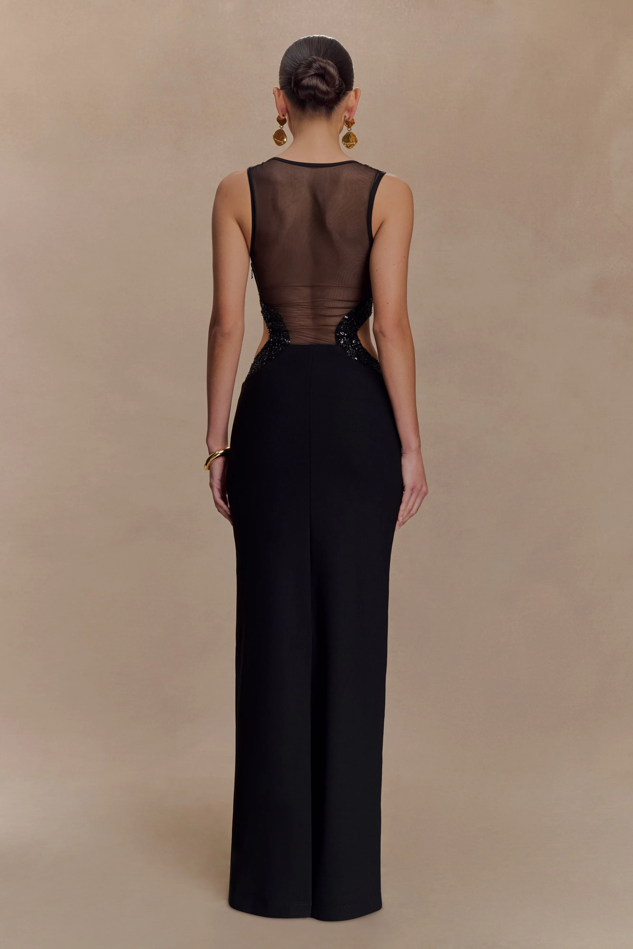 Angelique Beaded Crepe Maxi Dress - Black sold by Meshki product image thumbnail 2