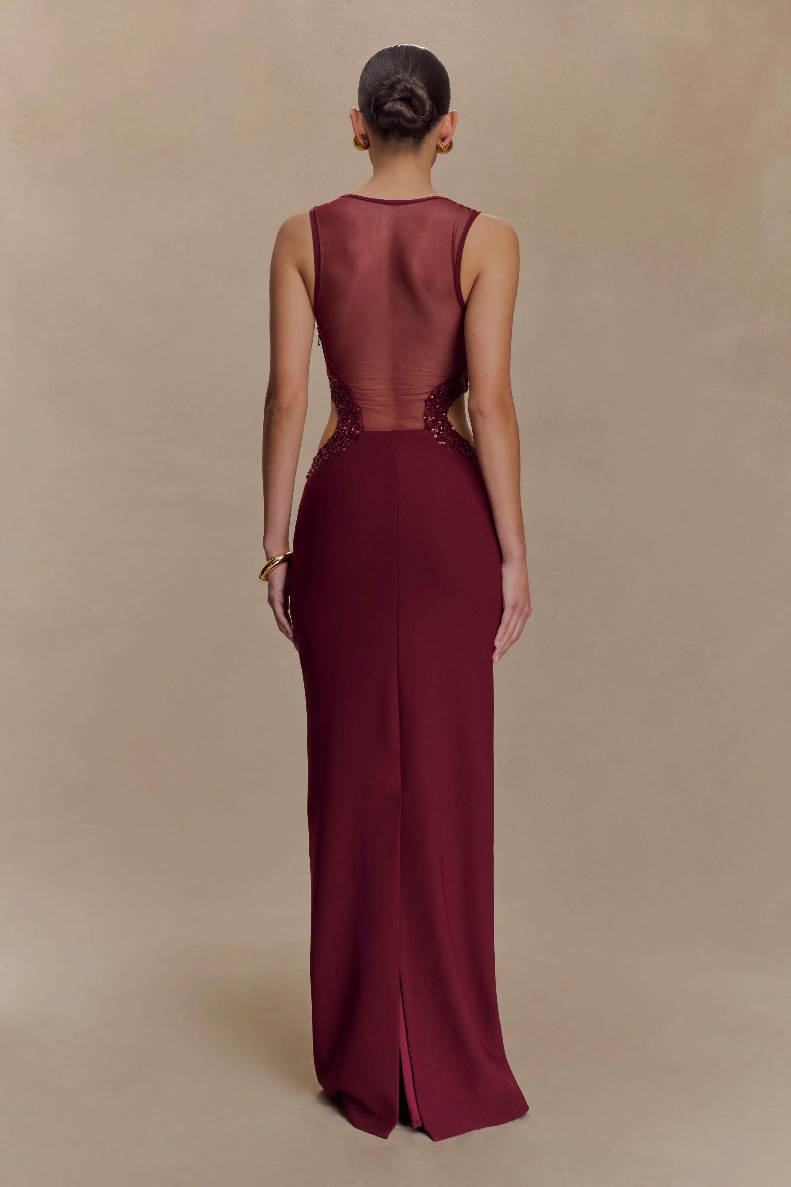 Angelique Beaded Crepe Maxi Dress - Wine sold by Meshki product image thumbnail 2