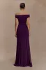 Nesta Embroidery Off Shoulder Knit Dress - Plum sold by Meshki