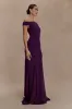 Nesta Embroidery Off Shoulder Knit Dress - Plum sold by Meshki
