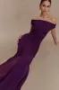 Nesta Embroidery Off Shoulder Knit Dress - Plum sold by Meshki