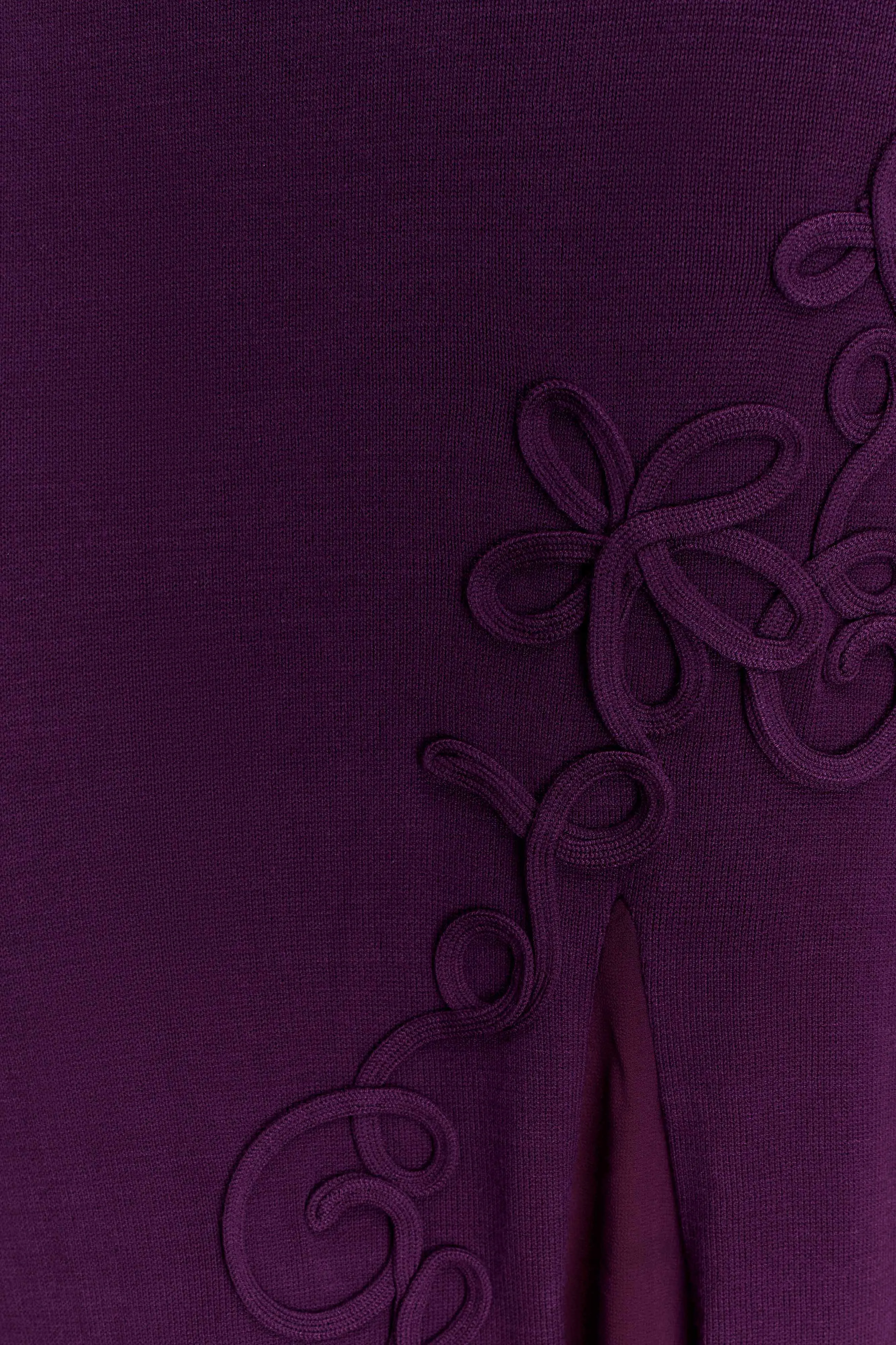 Nesta Embroidery Off Shoulder Knit Dress - Plum sold by Meshki product image thumbnail 4