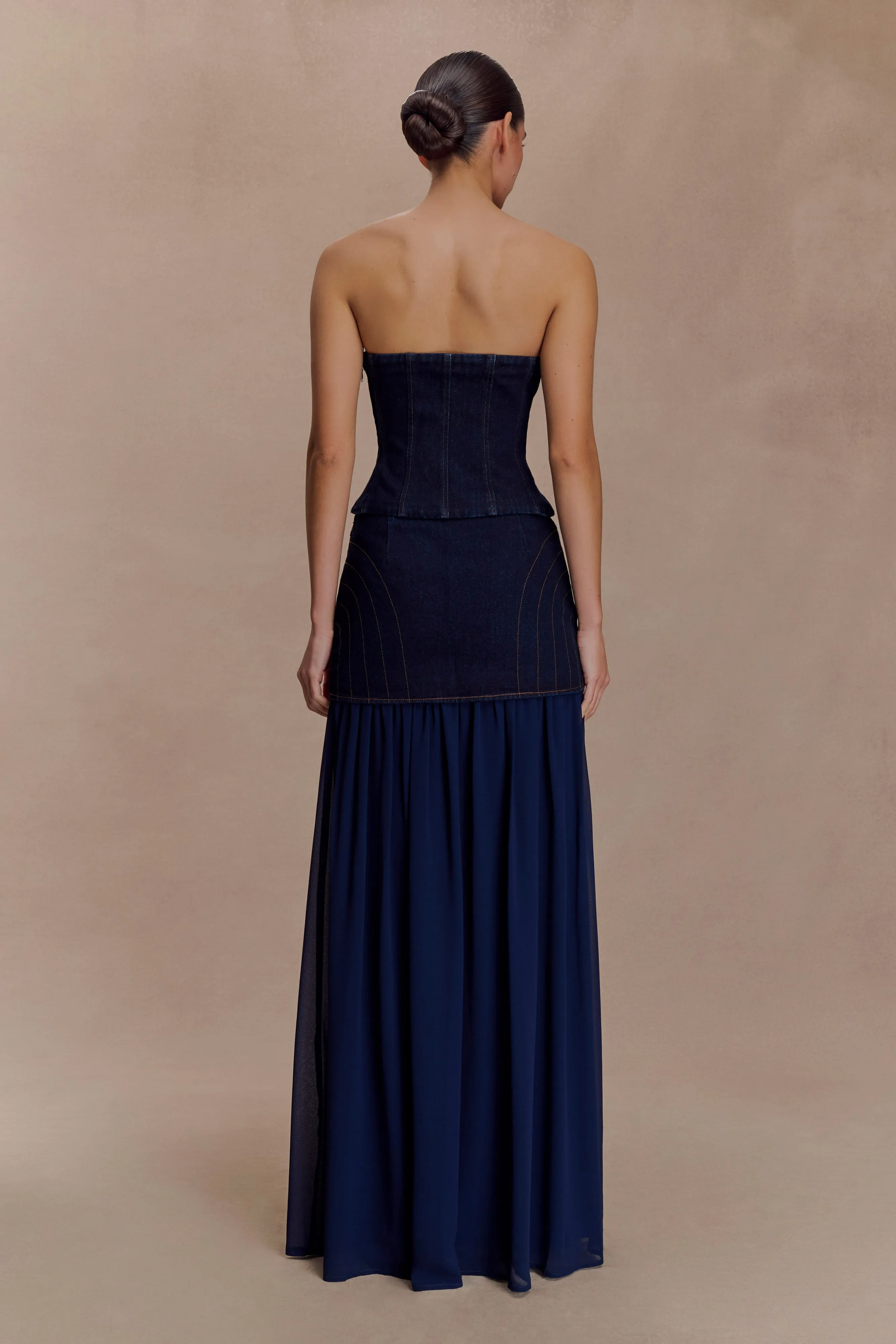 Tully Strapless Topstitch Denim Top - Indigo Blue sold by Meshki product image thumbnail 2