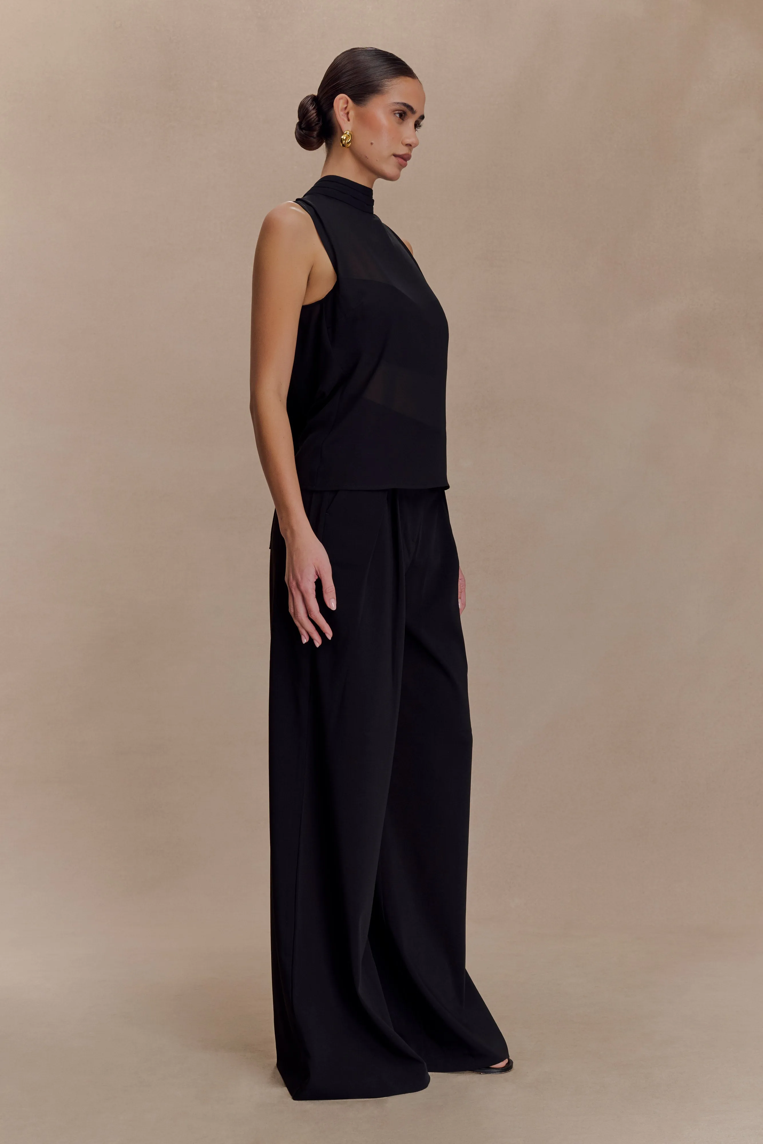 Saria Chiffon Low Back Top - Black sold by Meshki product image thumbnail 4