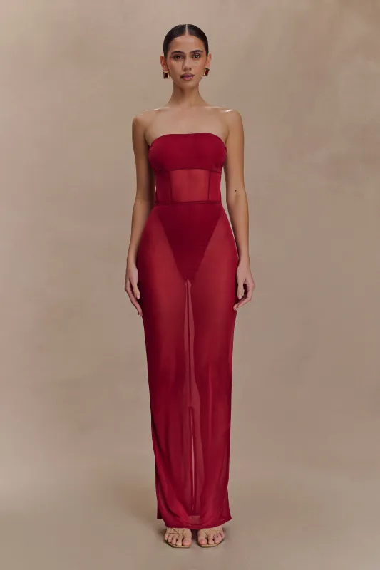 Aoife Mesh Maxi Skirt - Raspberry sold by Meshki