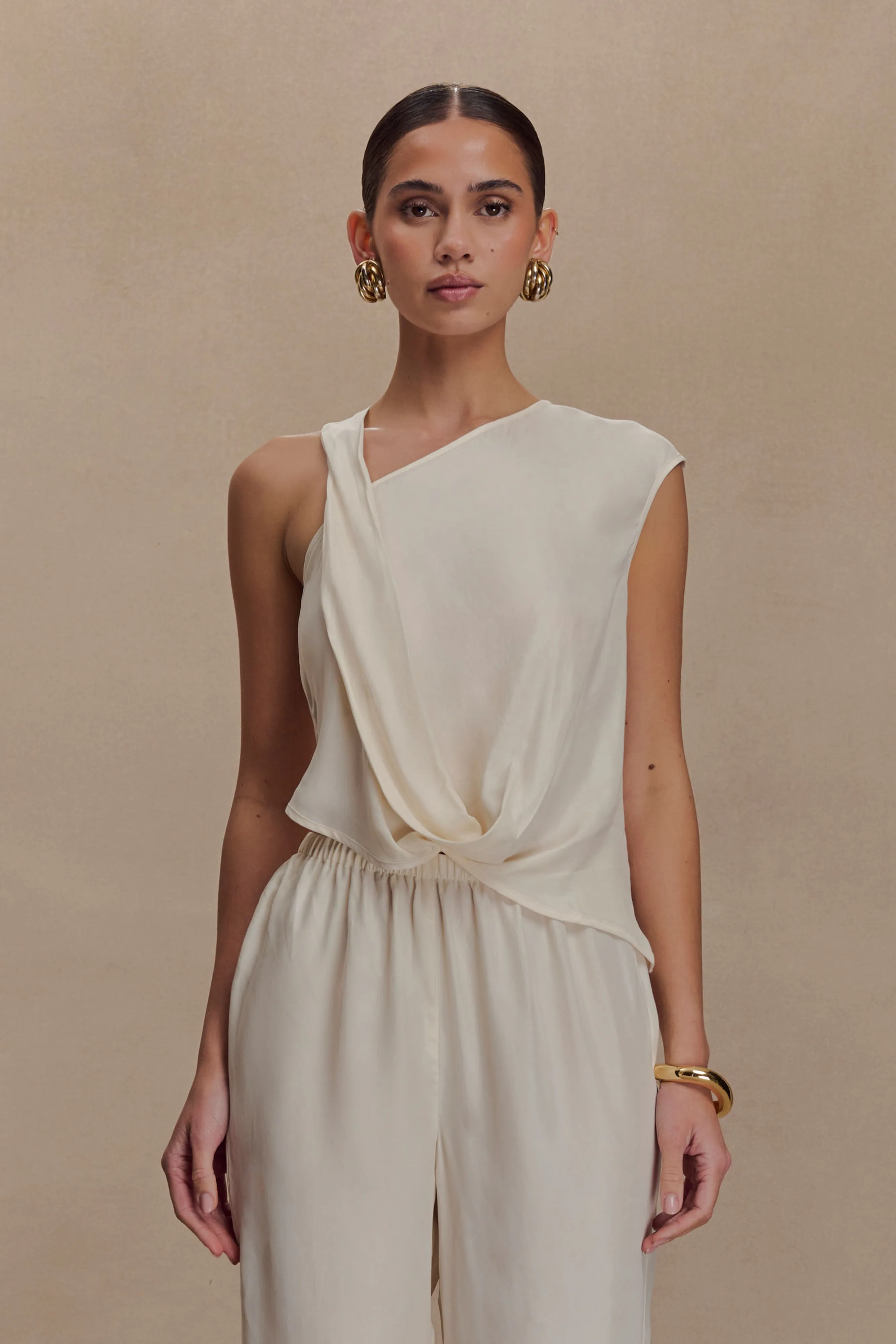 Violeta Asymmetric Top - Ivory sold by Meshki