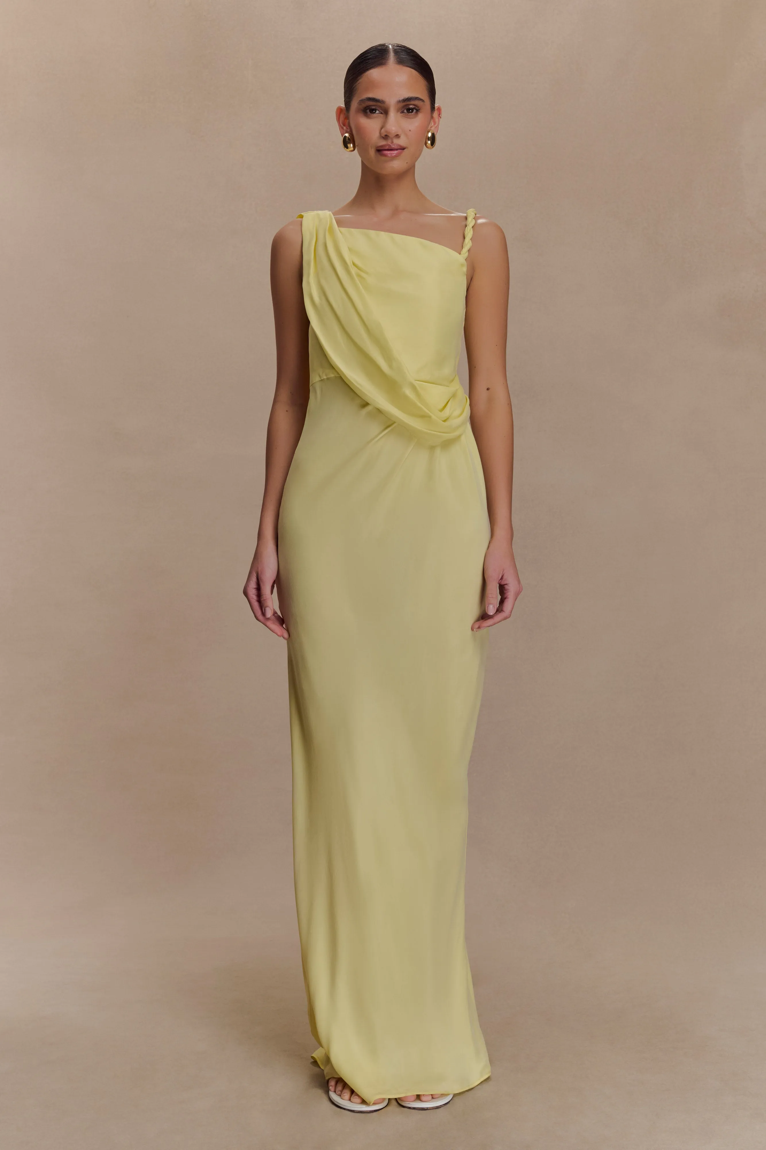 Lorieanne Draped Maxi Dress - Lemon sold by Meshki product image thumbnail 4