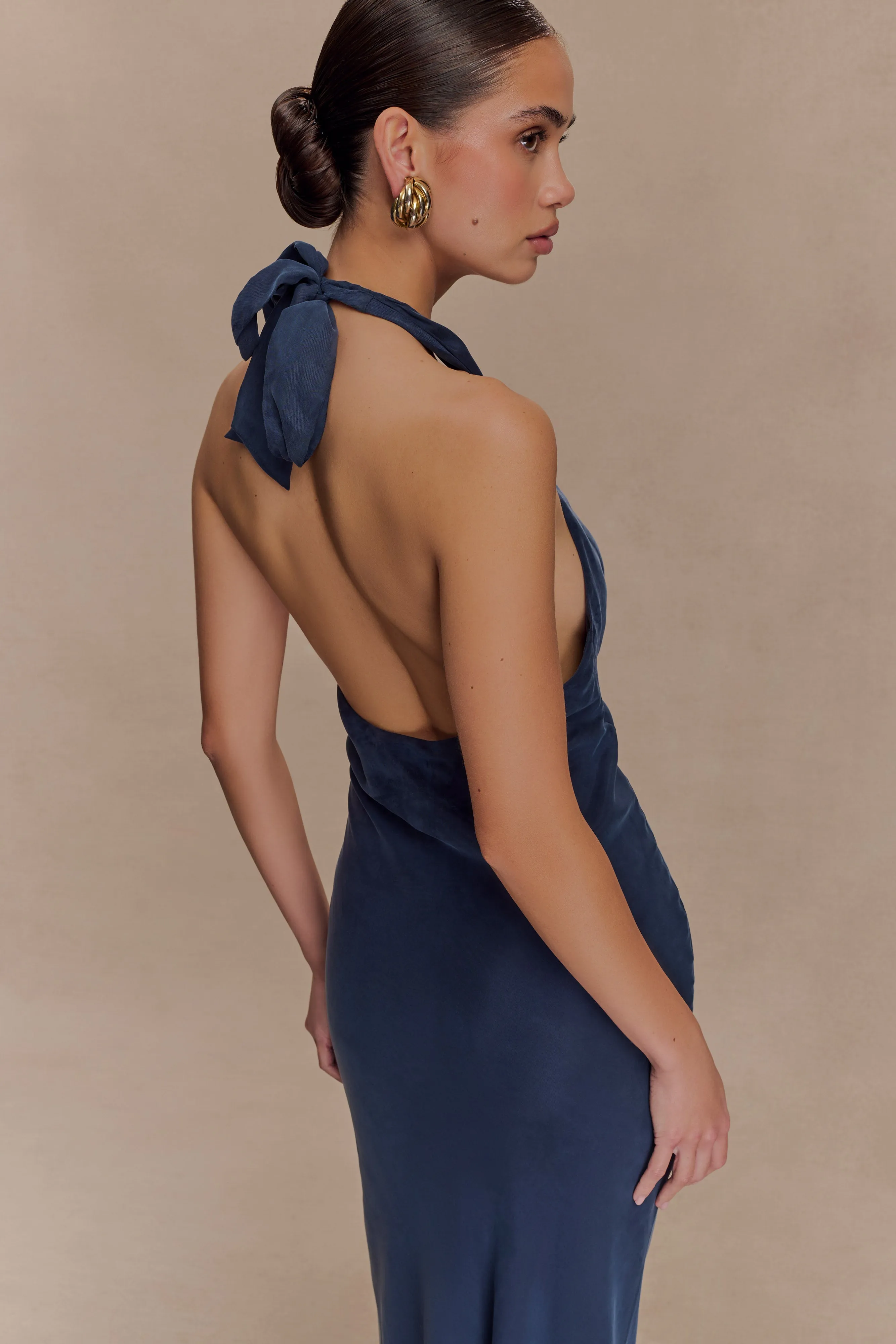 Louisiana Halter Maxi Dress - Navy sold by Meshki product image thumbnail 3