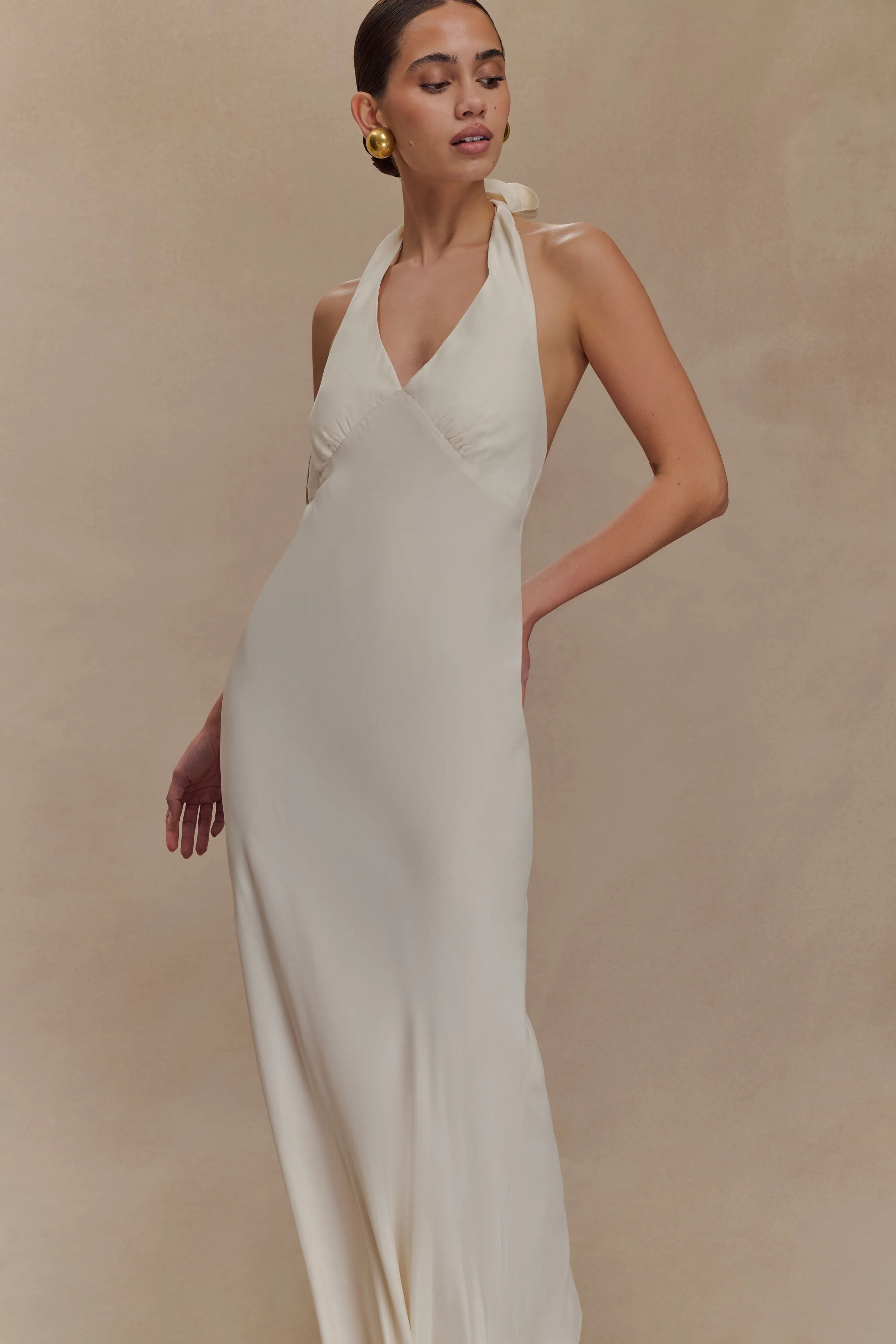 Louisiana Halter Maxi Dress - Ivory sold by Meshki product image thumbnail 3