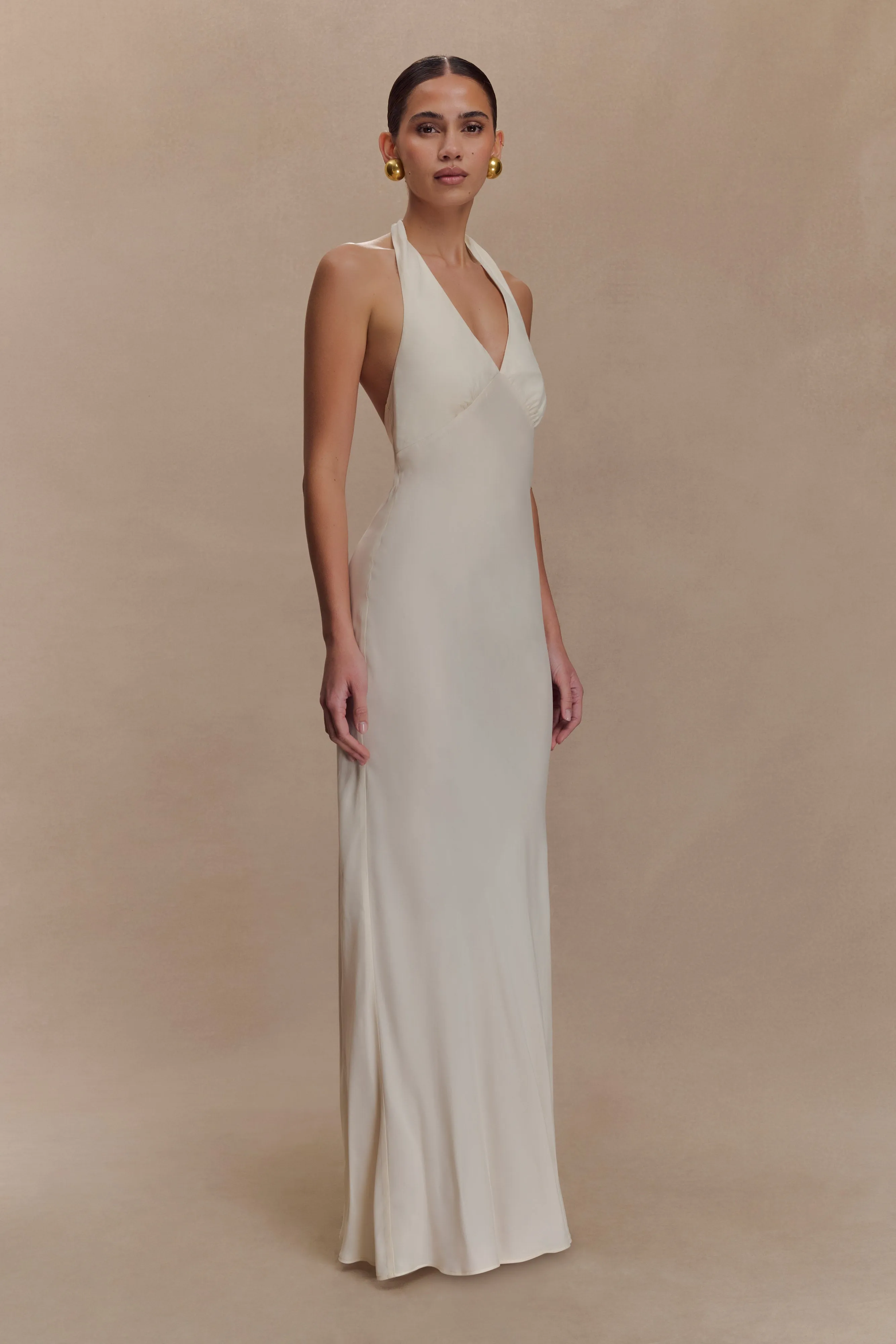 Louisiana Halter Maxi Dress - Ivory sold by Meshki product image thumbnail 4