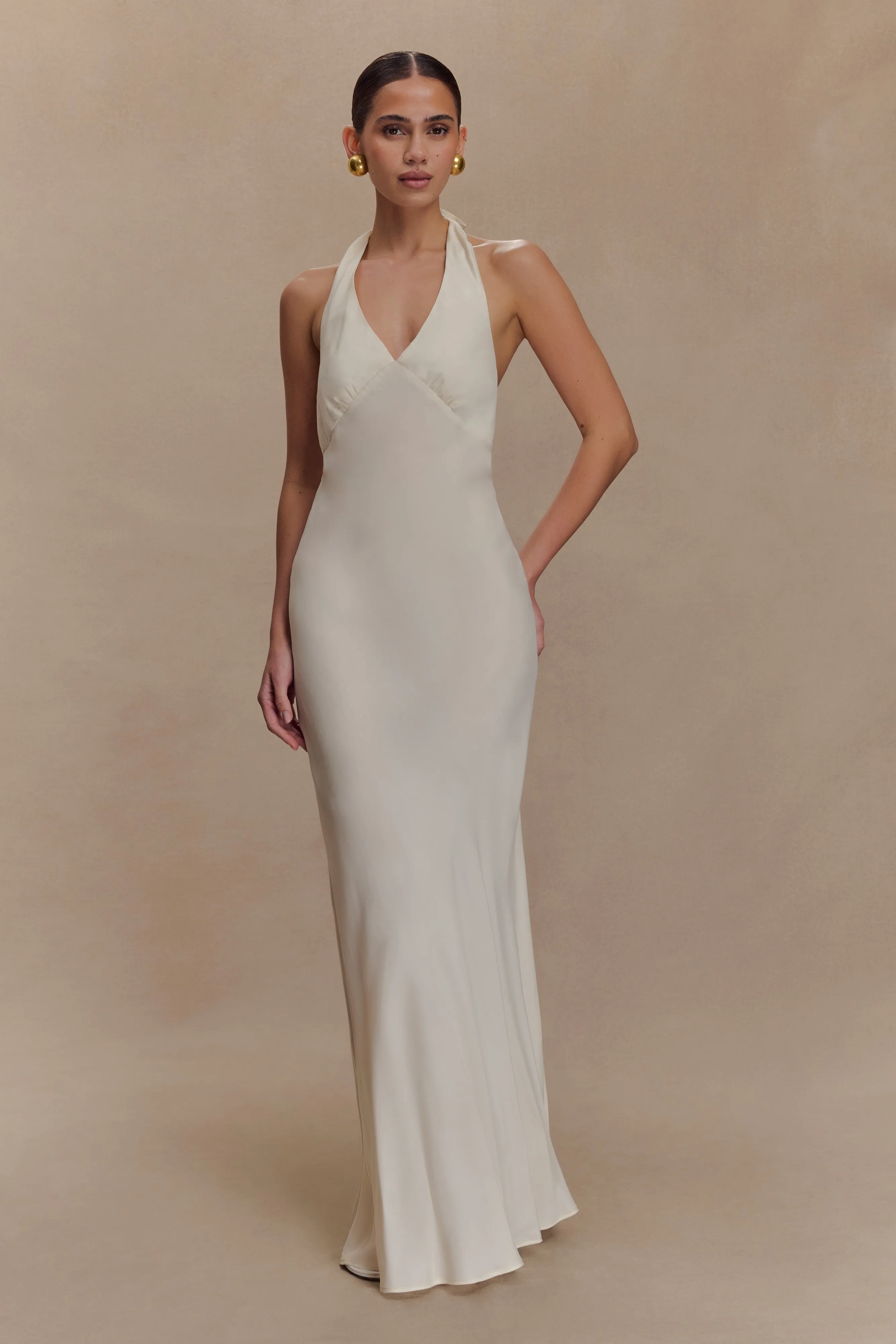 Louisiana Halter Maxi Dress - Ivory sold by Meshki