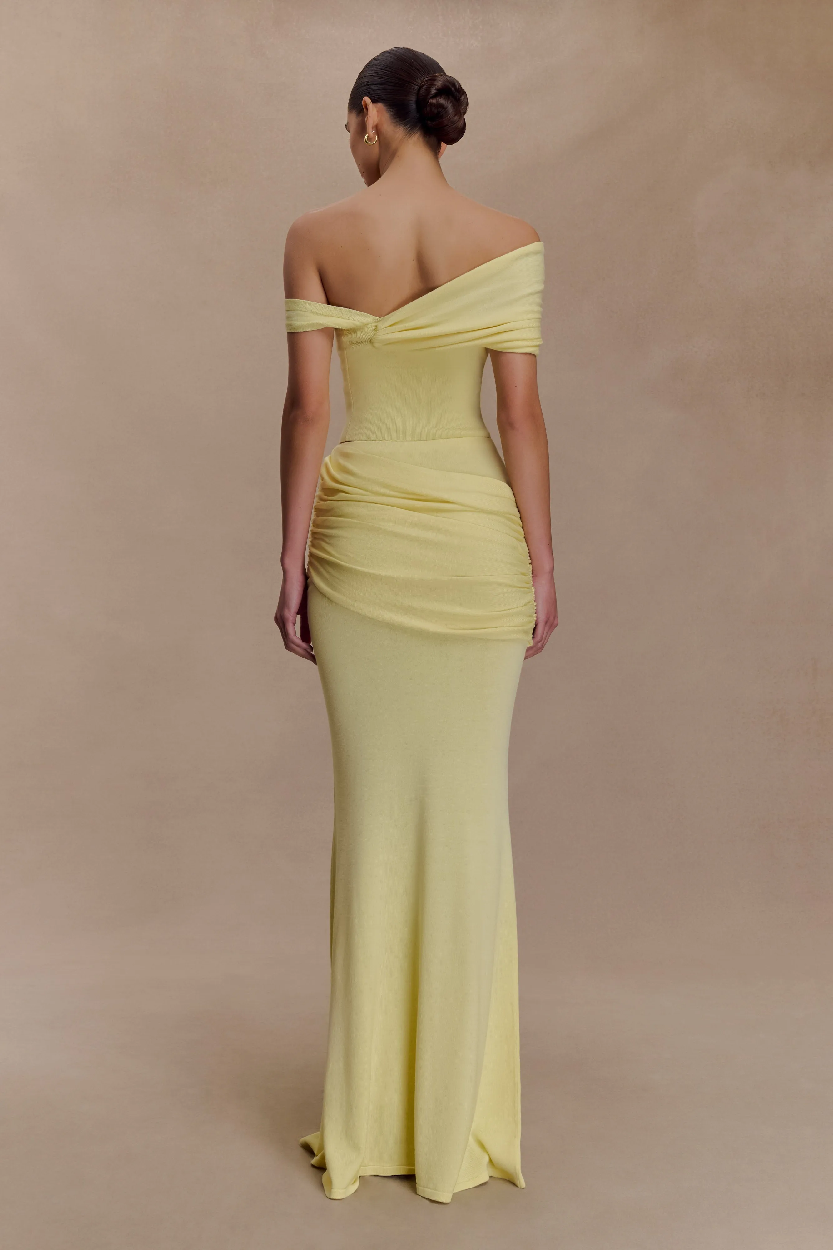 Irene Gathered Knit Maxi Skirt - Lemon sold by Meshki product image thumbnail 3