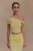 Irene Gathered Knit Top - Lemon sold by Meshki
