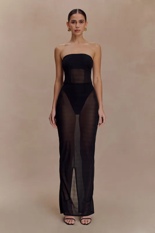 Aoife Mesh Maxi Skirt - Black sold by Meshki