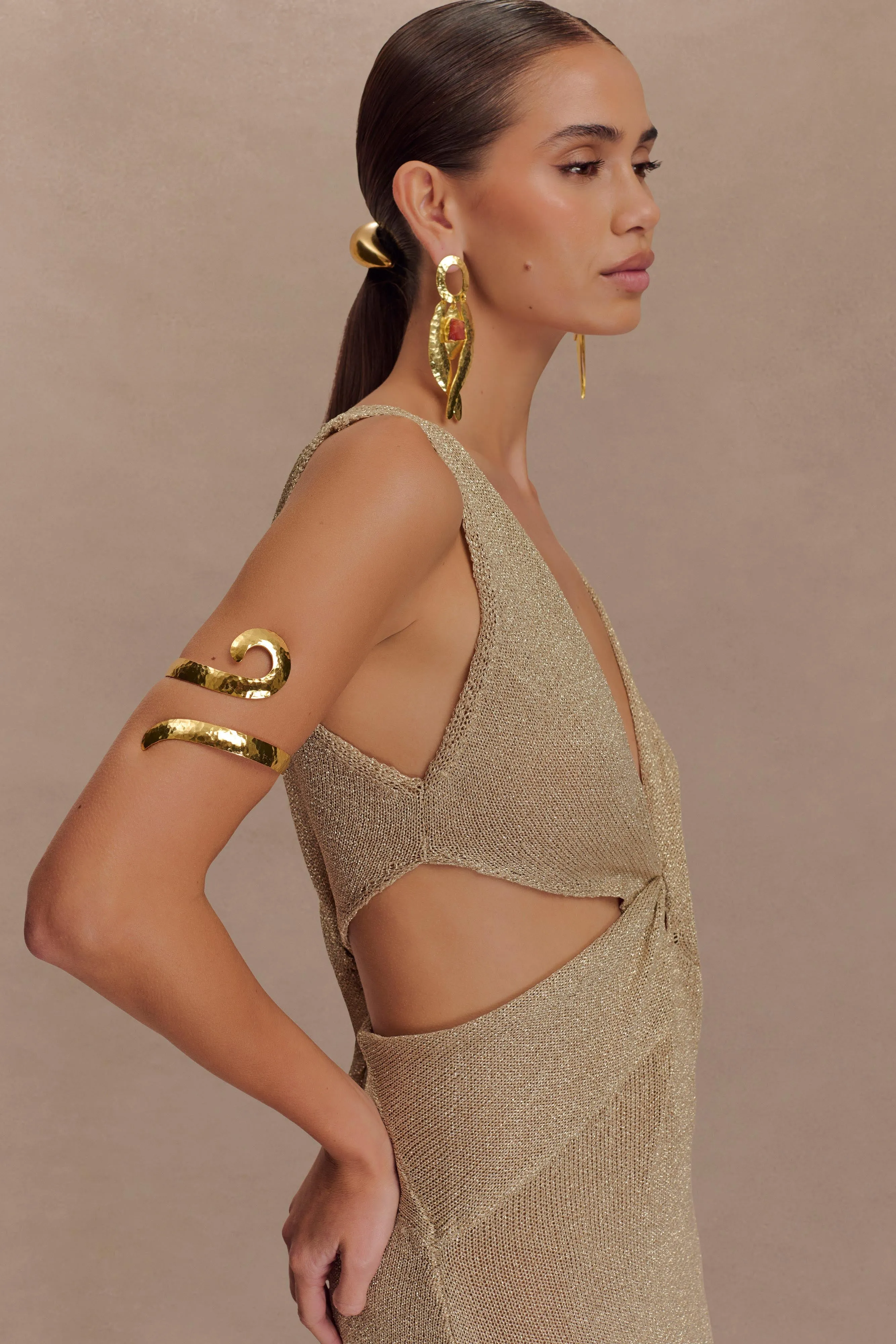 Hyacinth Textured Swirl Arm Band - Gold sold by Meshki