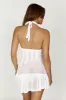 Tash Mixed Yarn Halter Mini Dress - White sold by Meshki