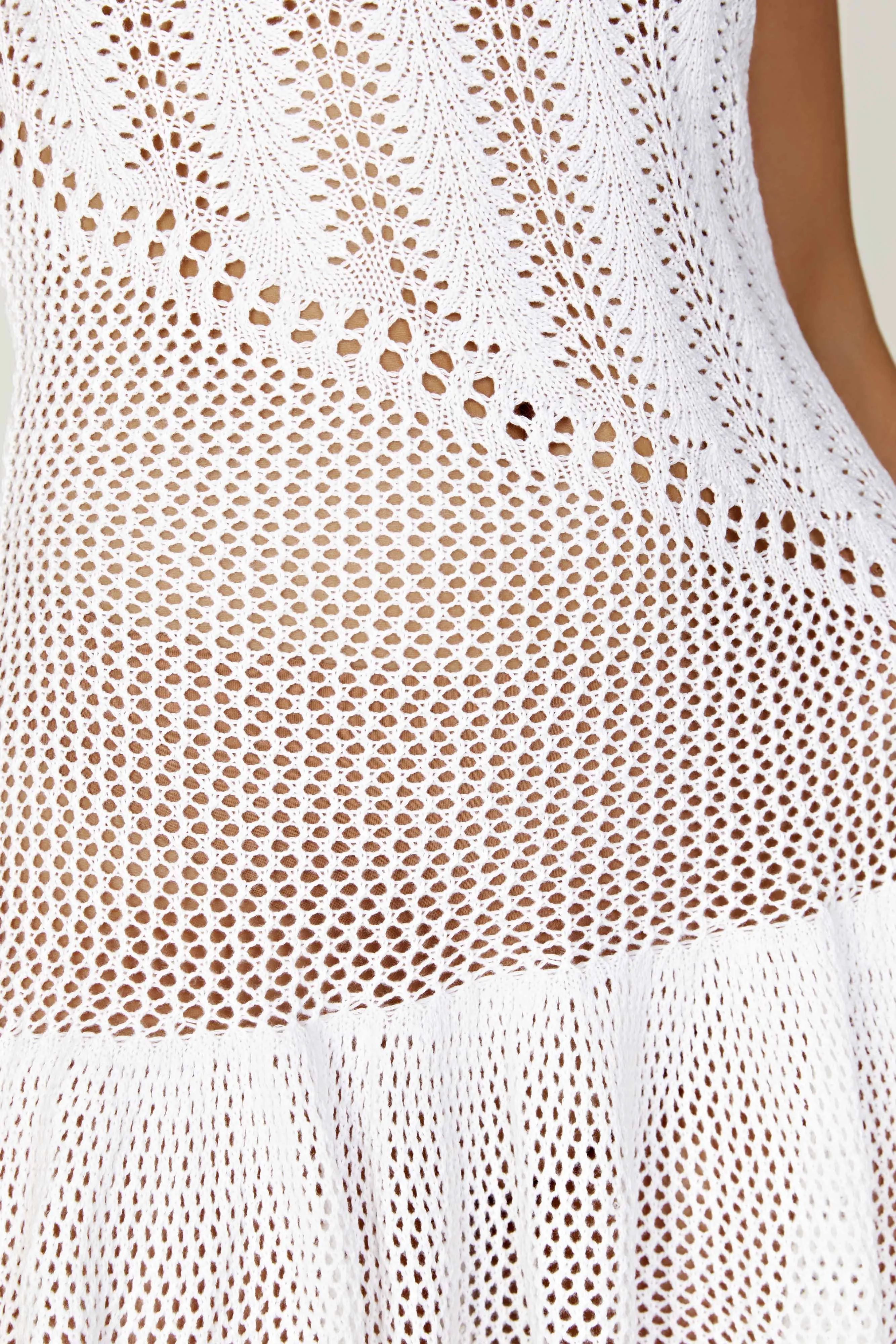Tash Mixed Yarn Halter Mini Dress - White sold by Meshki product image thumbnail 2