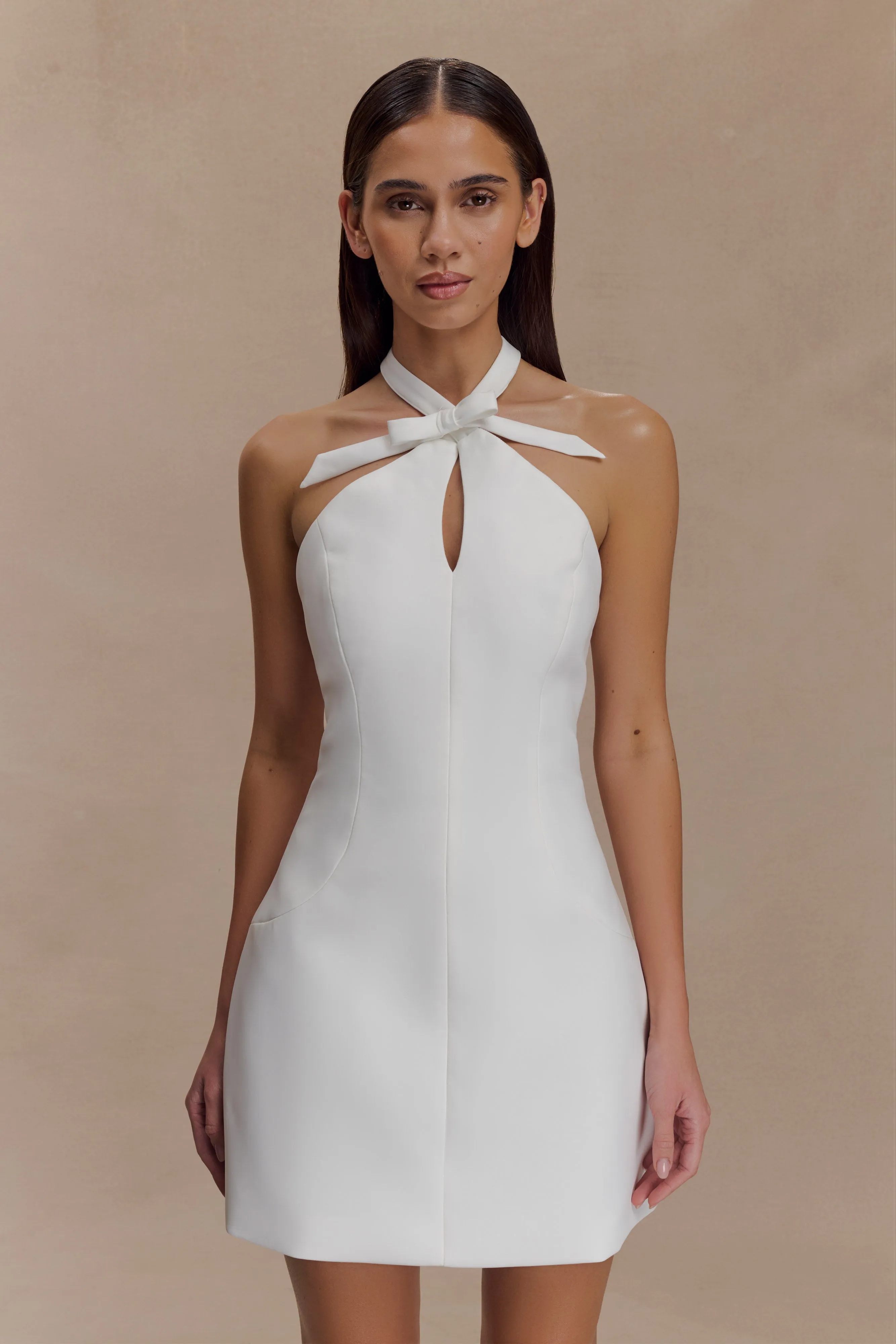 Freya Halter Bow Mini Dress - Ivory sold by Meshki product image thumbnail 2