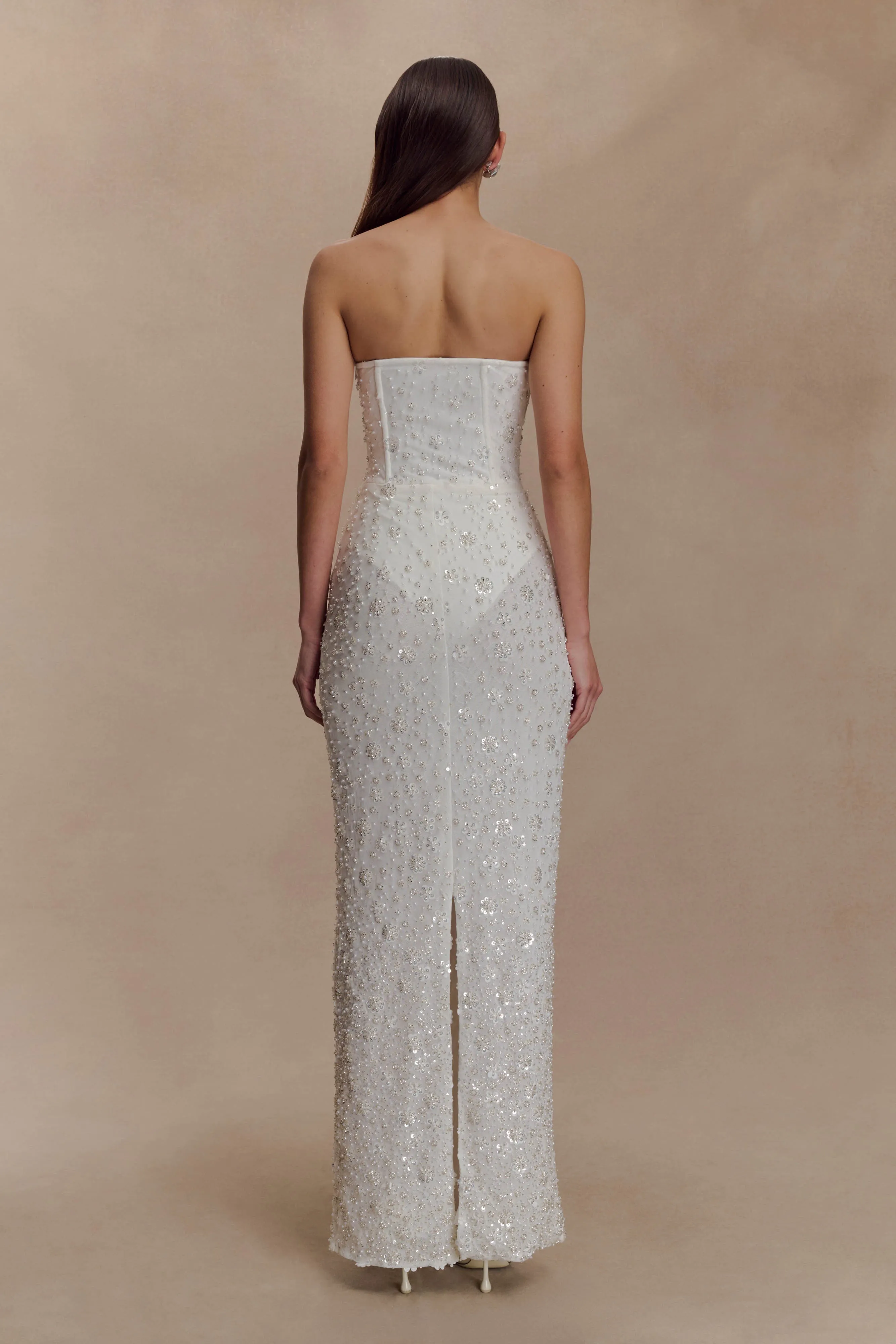 Gemma Strapless Embellished Maxi Dress - Ivory sold by Meshki product image thumbnail 4