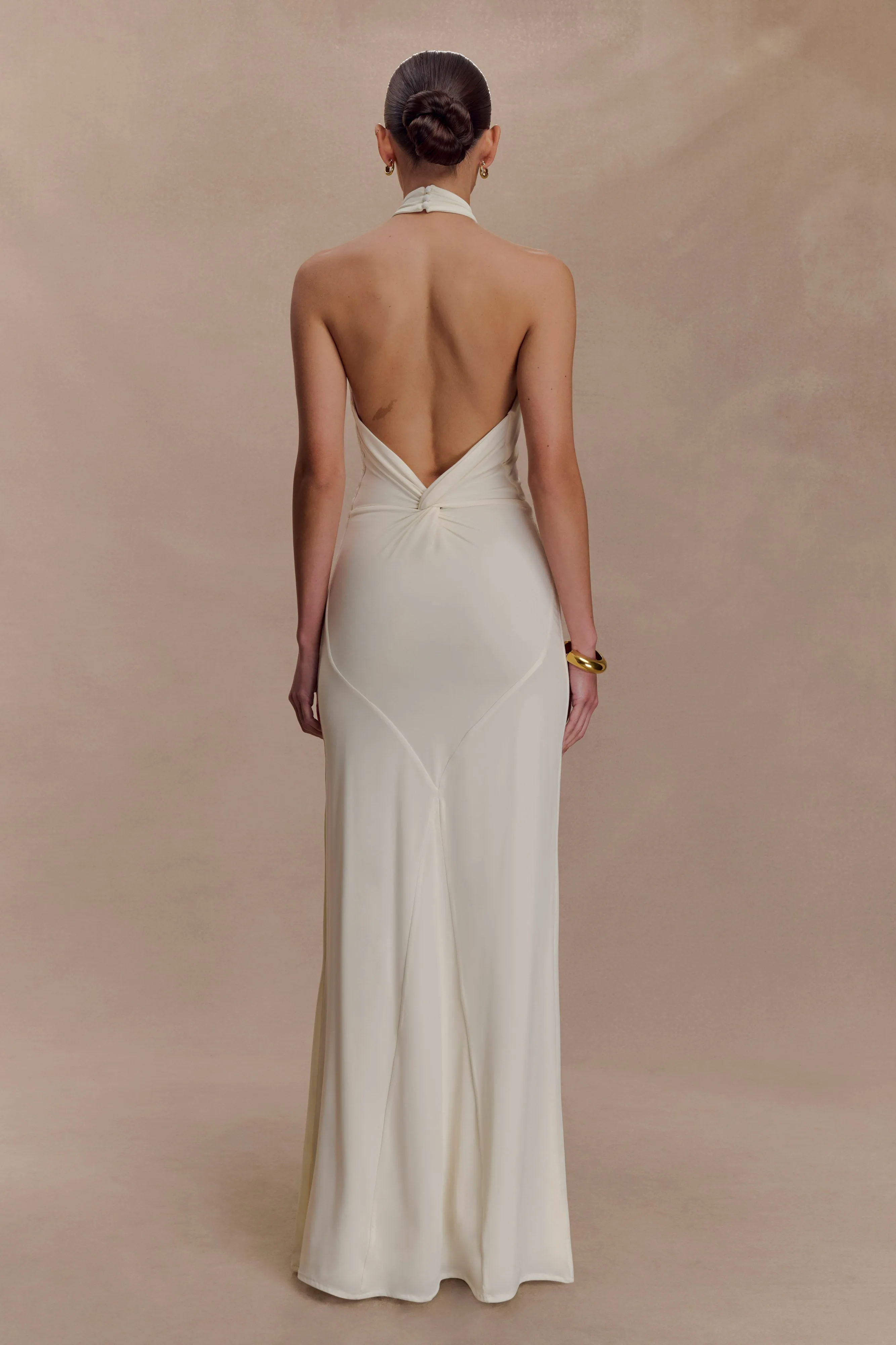 Elyna Slinky Halter Maxi Dress - Ivory sold by Meshki product image thumbnail 2