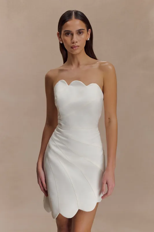 Atenea Satin Mini Dress - White sold by Meshki