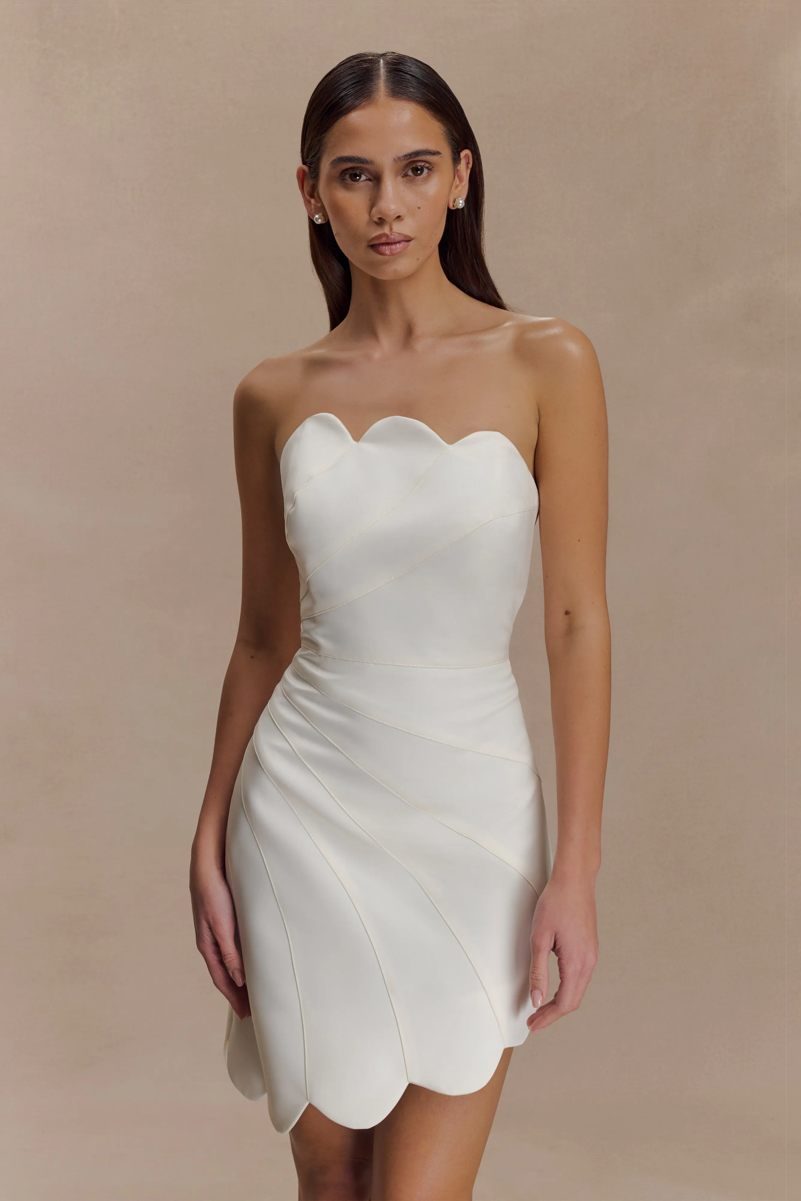 Atenea Satin Mini Dress - White sold by Meshki