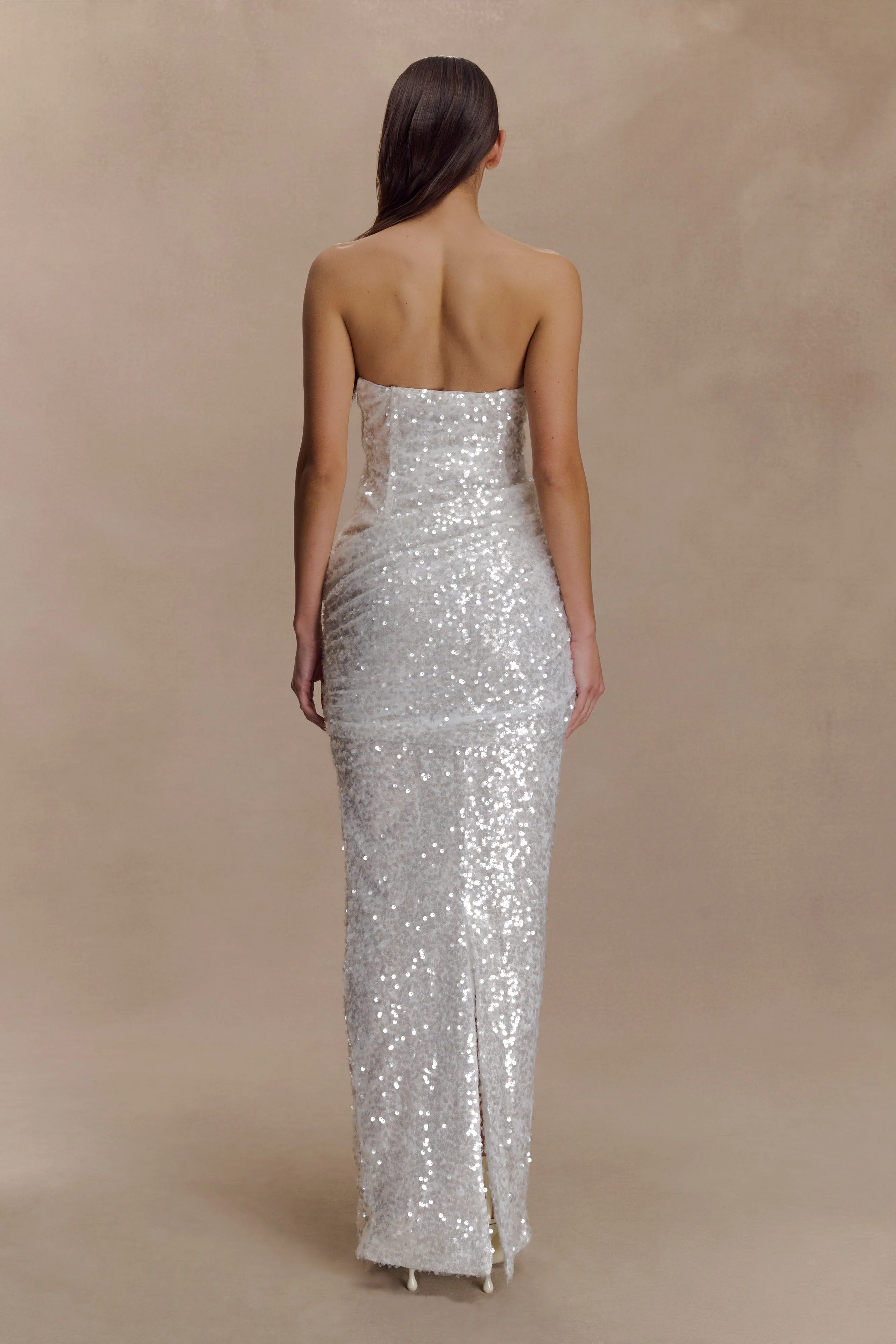 Nala Strapless Sequin Maxi Dress - Ivory sold by Meshki product image thumbnail 5