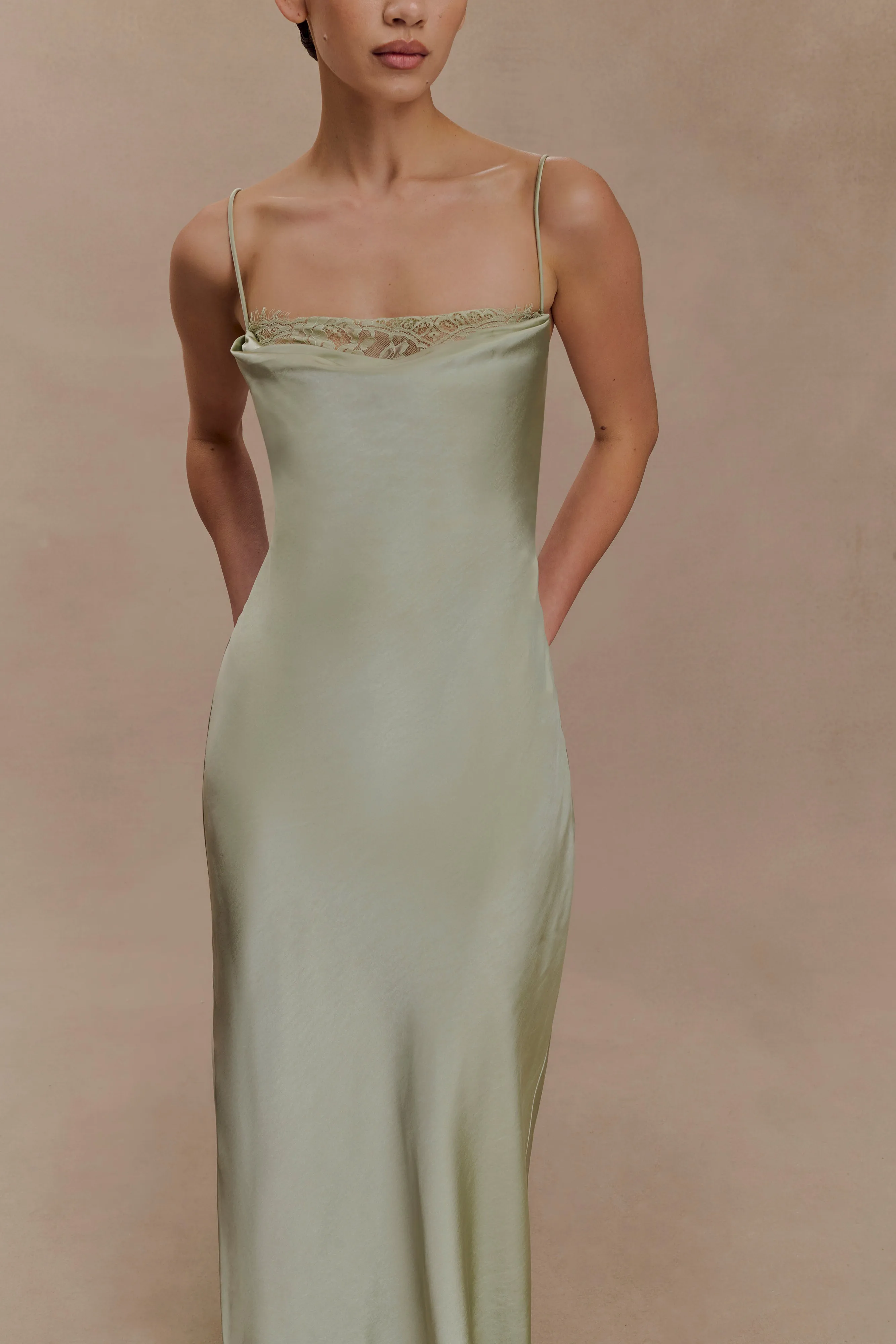 Isadora Lace & Satin Maxi Dress - Sage sold by Meshki product image thumbnail 3