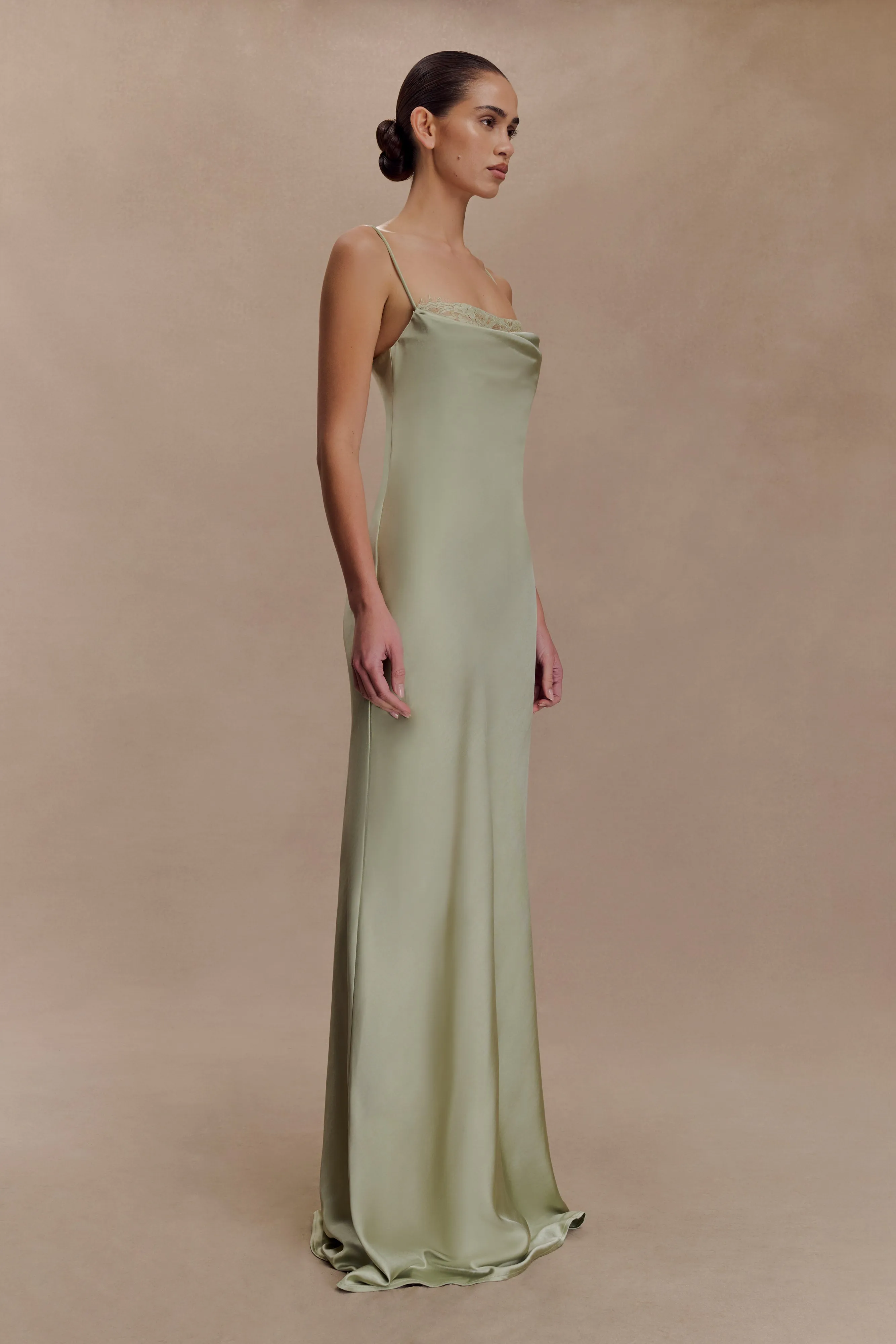 Isadora Lace & Satin Maxi Dress - Sage sold by Meshki product image thumbnail 5