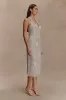 Lenore Silk Lace Halter Midi Dress - Ivory sold by Meshki