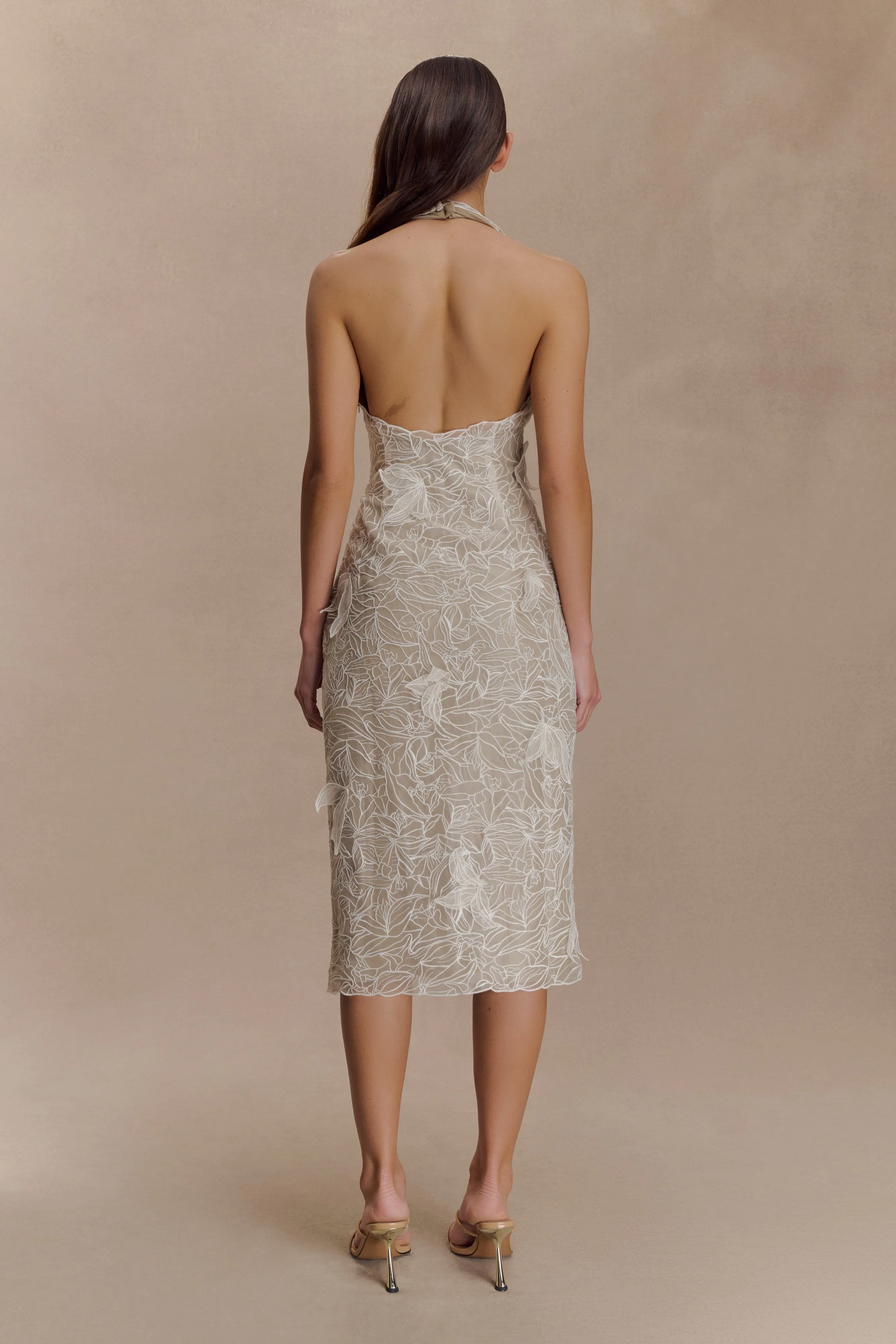 Lenore Silk Lace Halter Midi Dress - Ivory sold by Meshki product image thumbnail 4