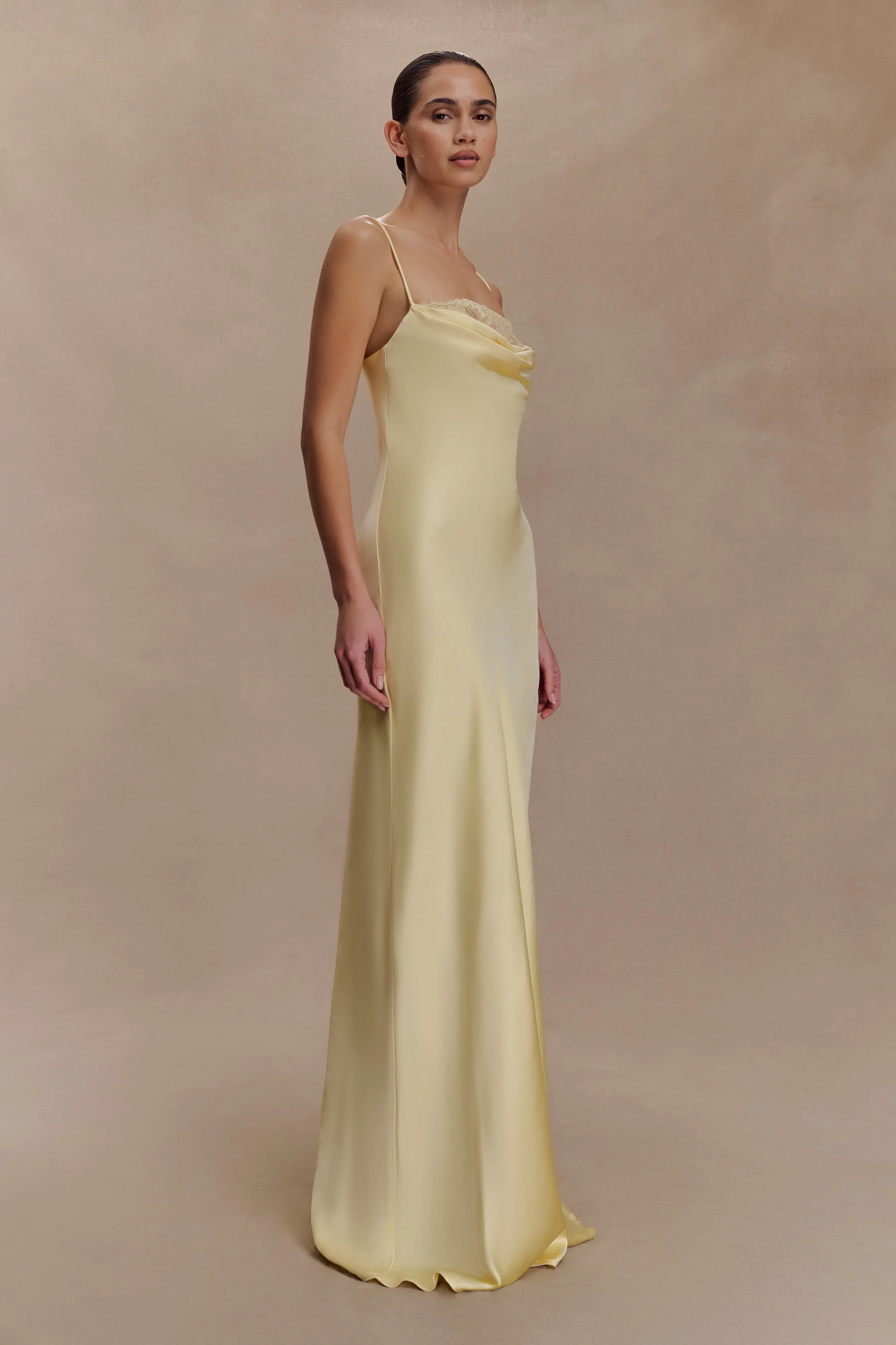 Isadora Lace & Satin Maxi Dress - Lemon sold by Meshki product image thumbnail 4
