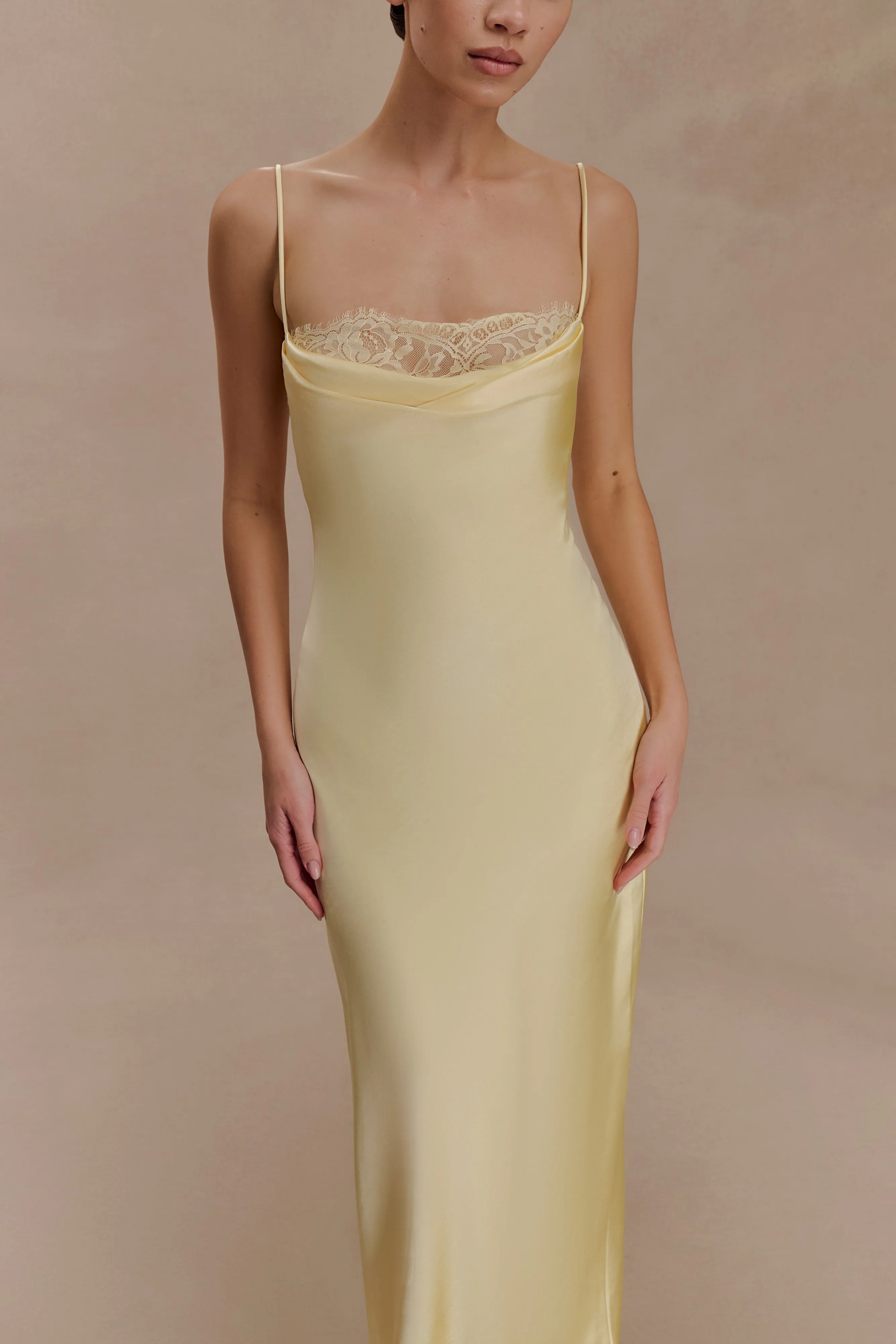 Isadora Lace & Satin Maxi Dress - Lemon sold by Meshki product image thumbnail 3