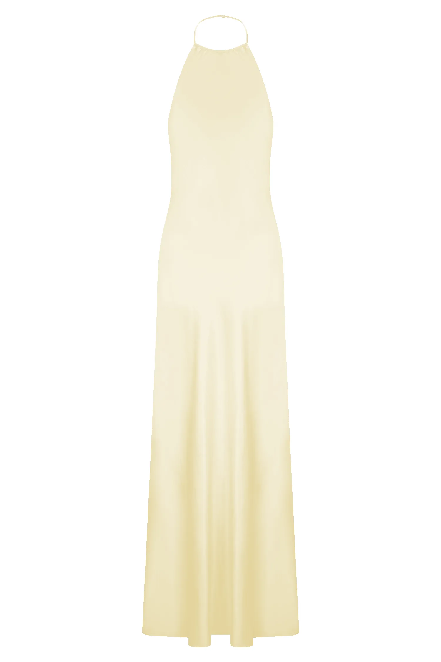 Bella Satin Halter Maxi Dress - Lemon sold by Meshki product image thumbnail 5