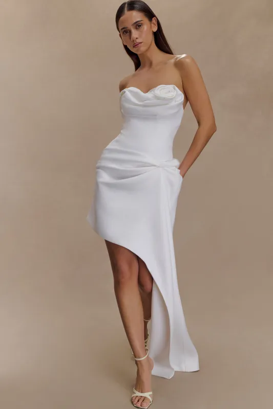 Evianna Strapless Gathered Mini Dress - White sold by Meshki