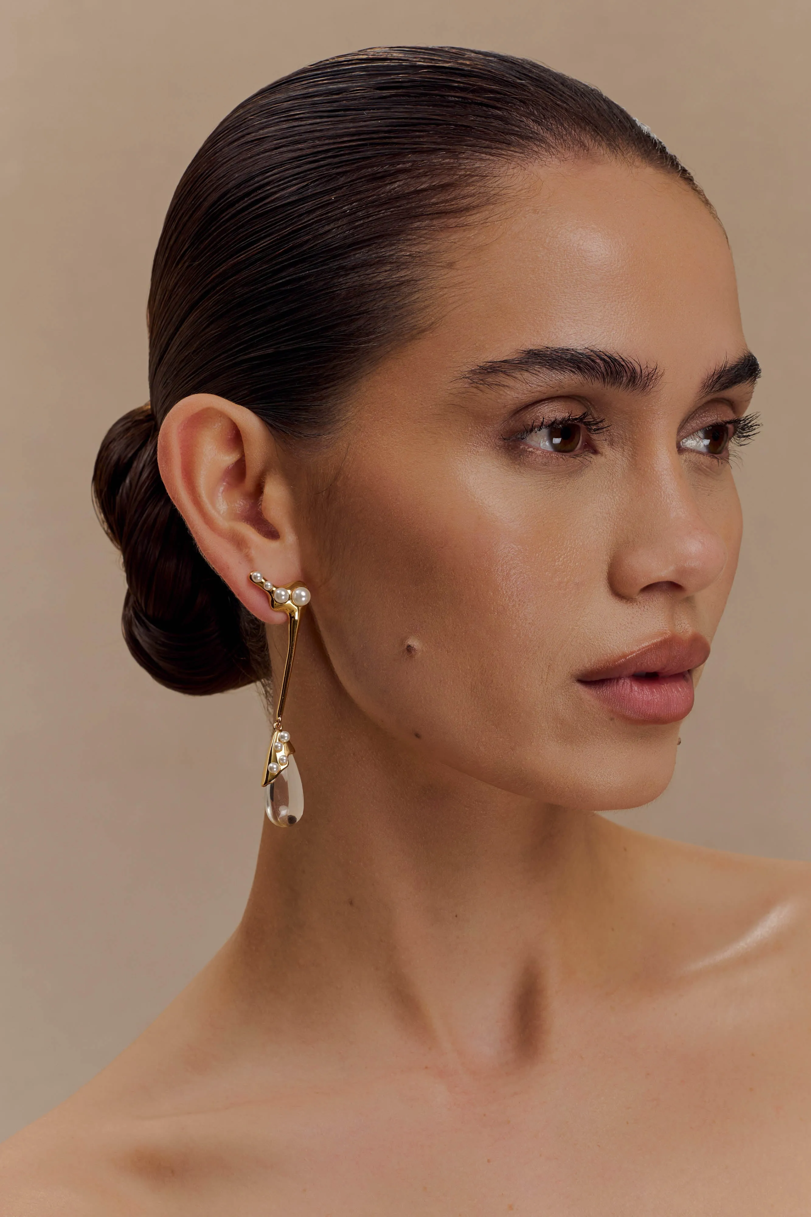 Adelaide Pearl Drop Earrings - Gold sold by Meshki product image thumbnail 2