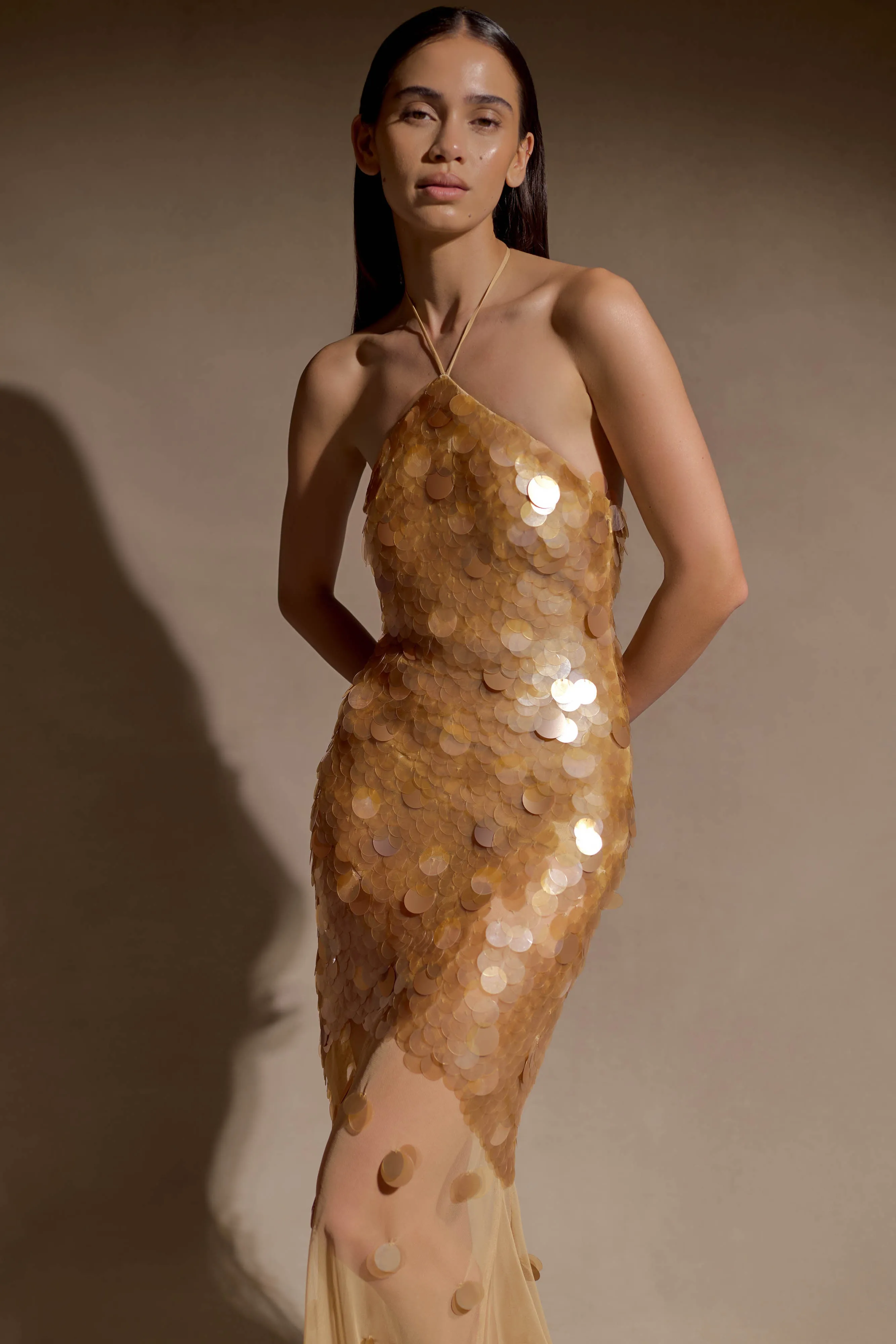 Jenny Hand Embellished Maxi Dress - Gold sold by Meshki product image thumbnail 4