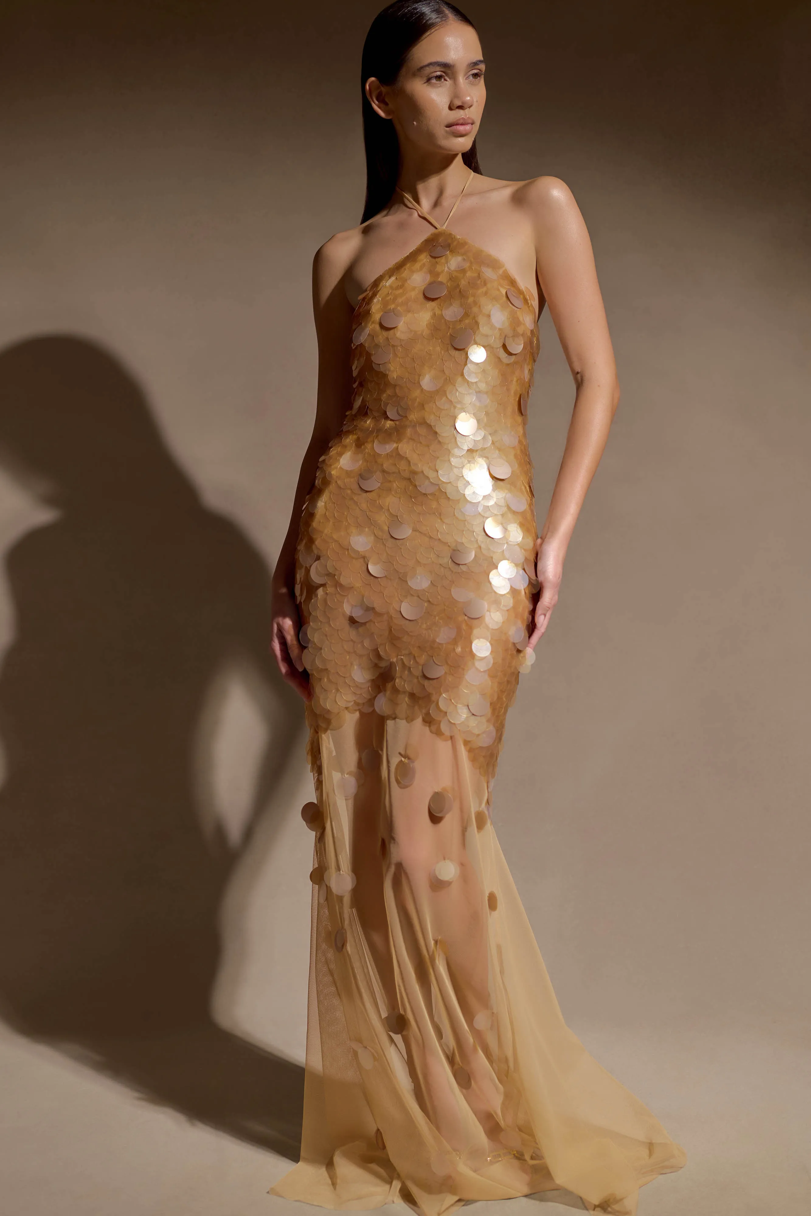 Jenny Hand Embellished Maxi Dress - Gold sold by Meshki product image thumbnail 3