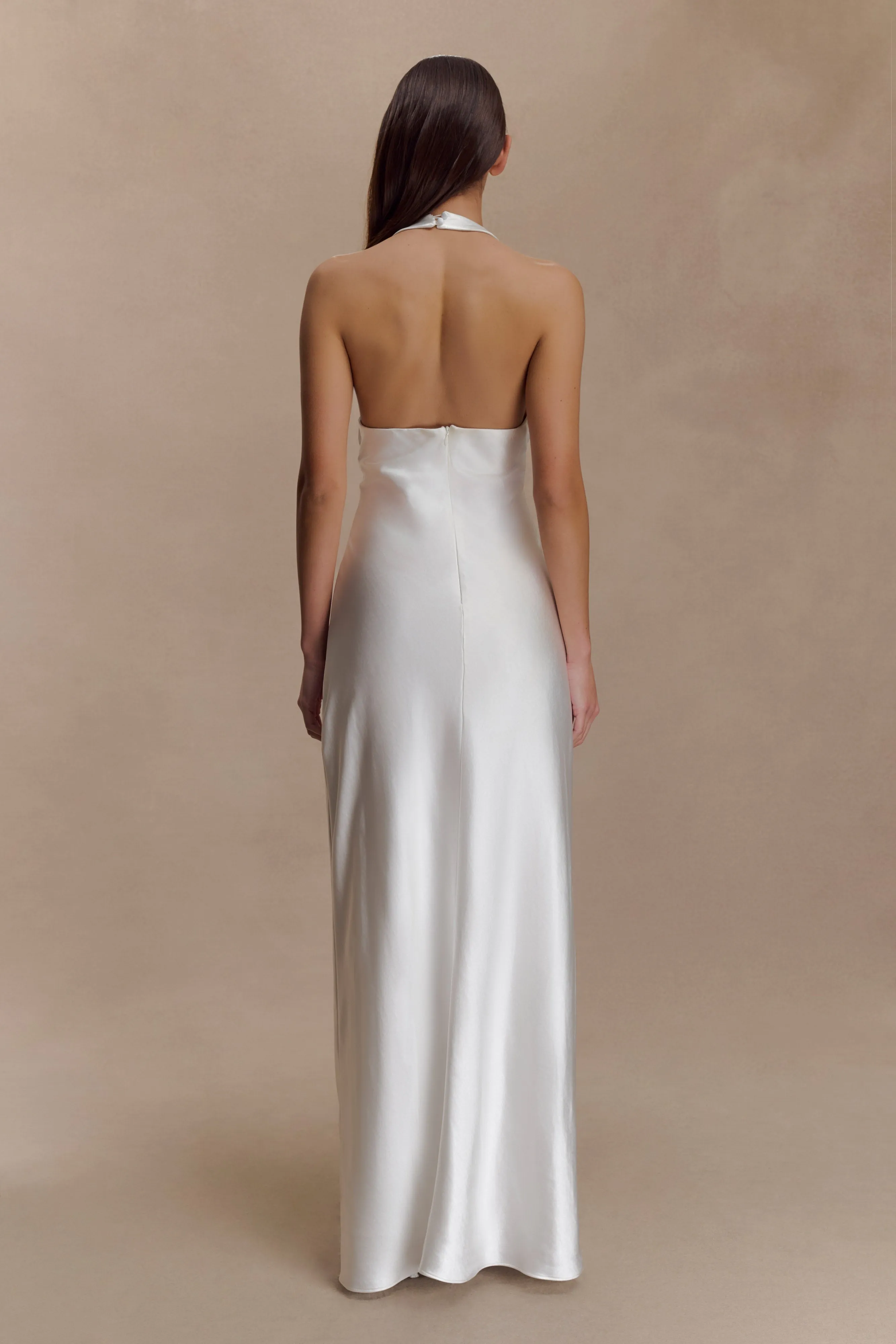Alice Satin Halter Maxi Dress - White sold by Meshki product image thumbnail 5