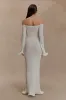 Sandrine Off Shoulder Knit Maxi Dress - White sold by Meshki