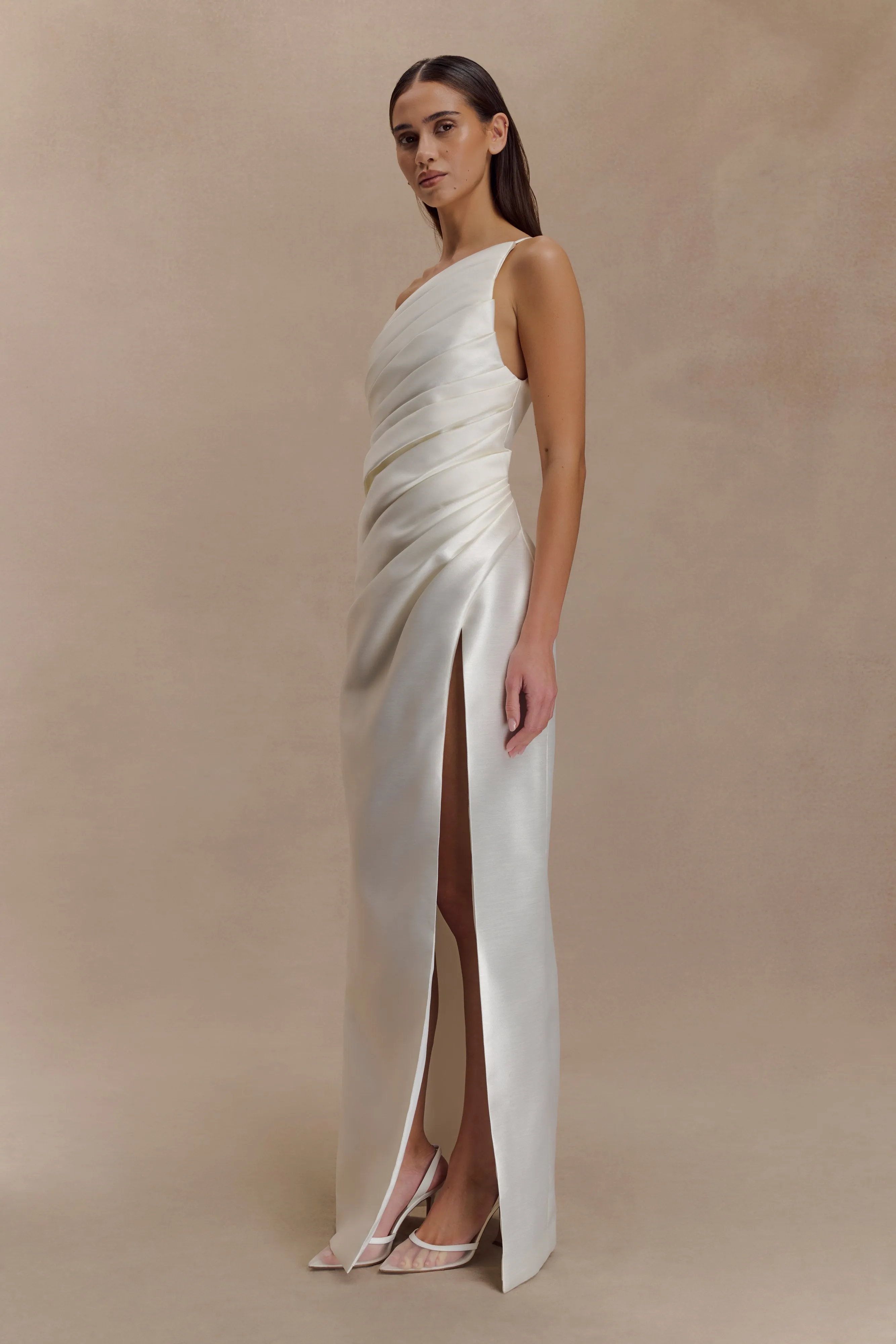 Francine One Shoulder Maxi Dress - Ivory sold by Meshki product image thumbnail 4
