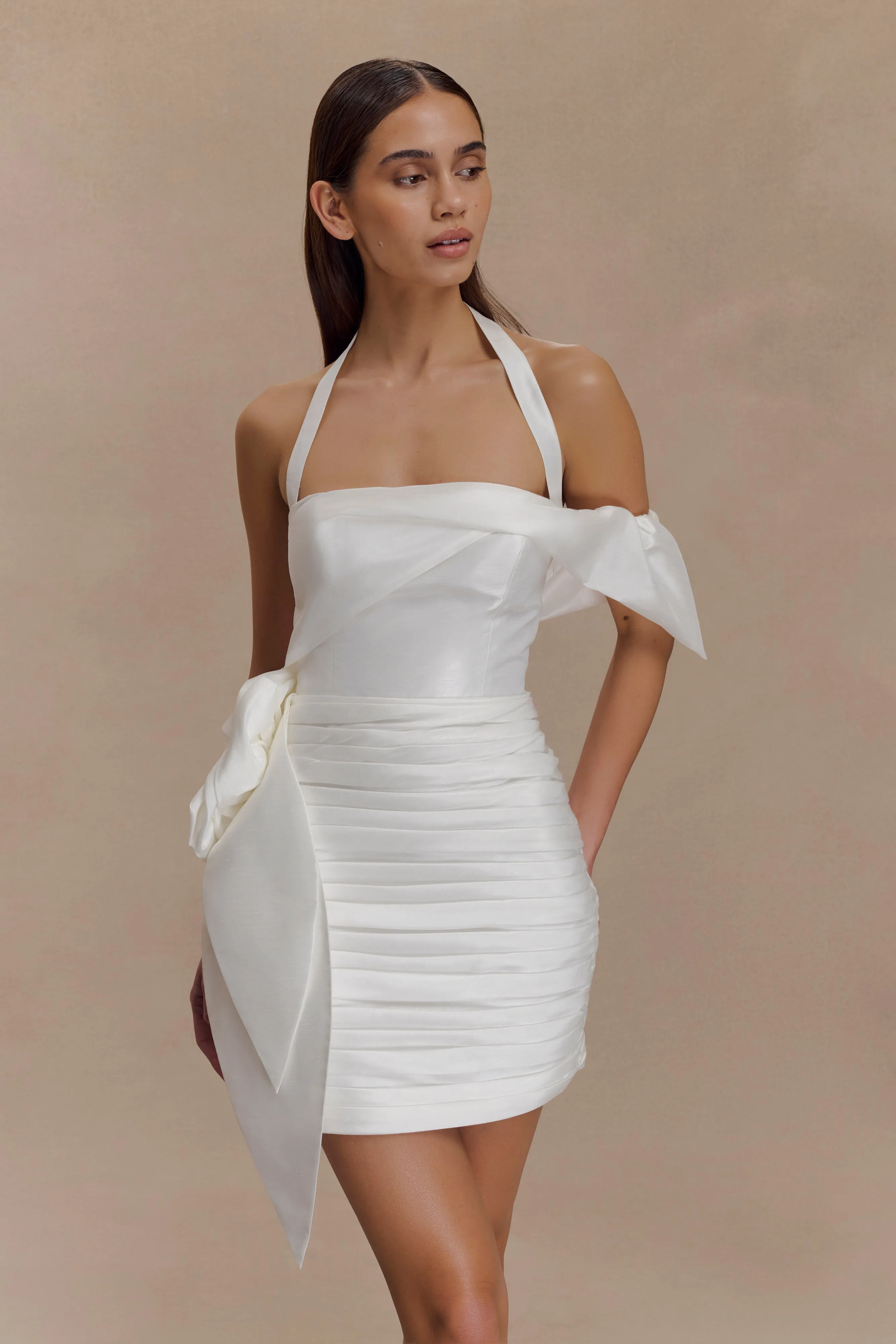 Claudine Taffeta Floral Mini Dress - White sold by Meshki product image thumbnail 2