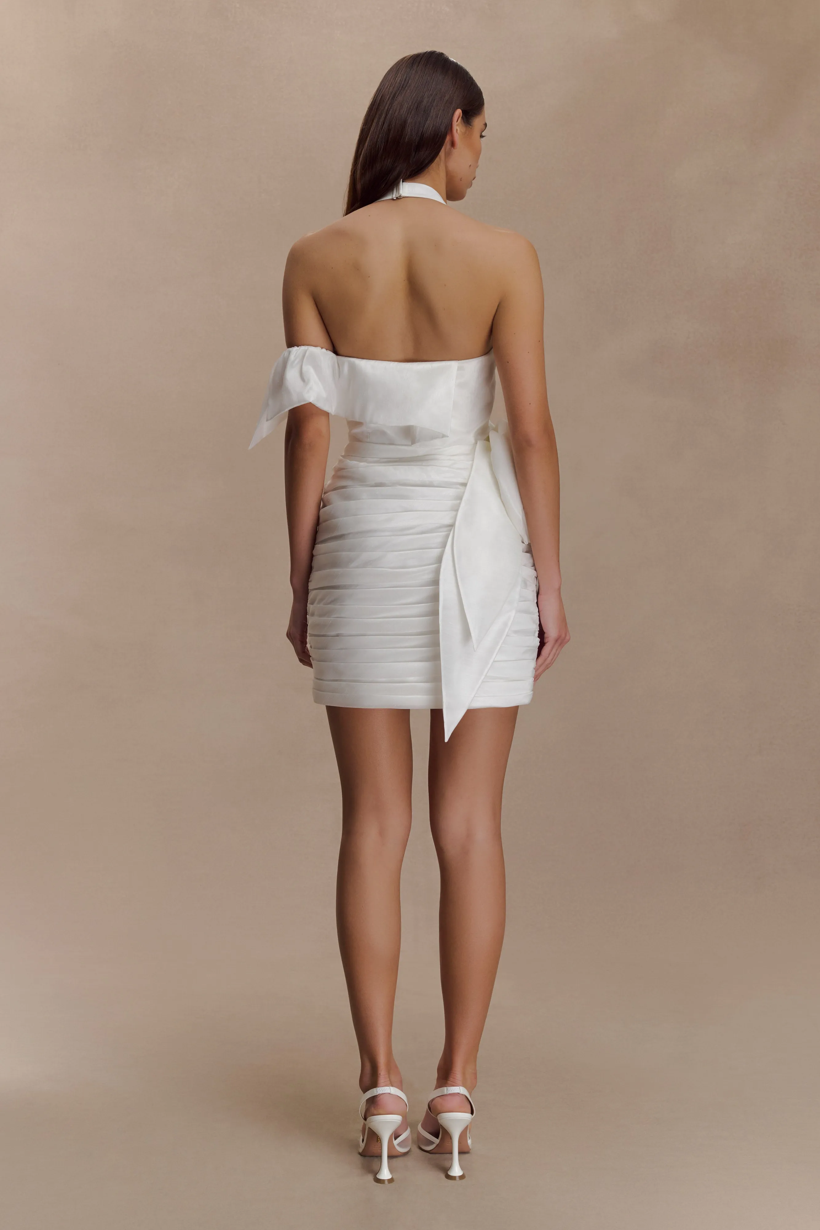 Claudine Taffeta Floral Mini Dress - White sold by Meshki product image thumbnail 4