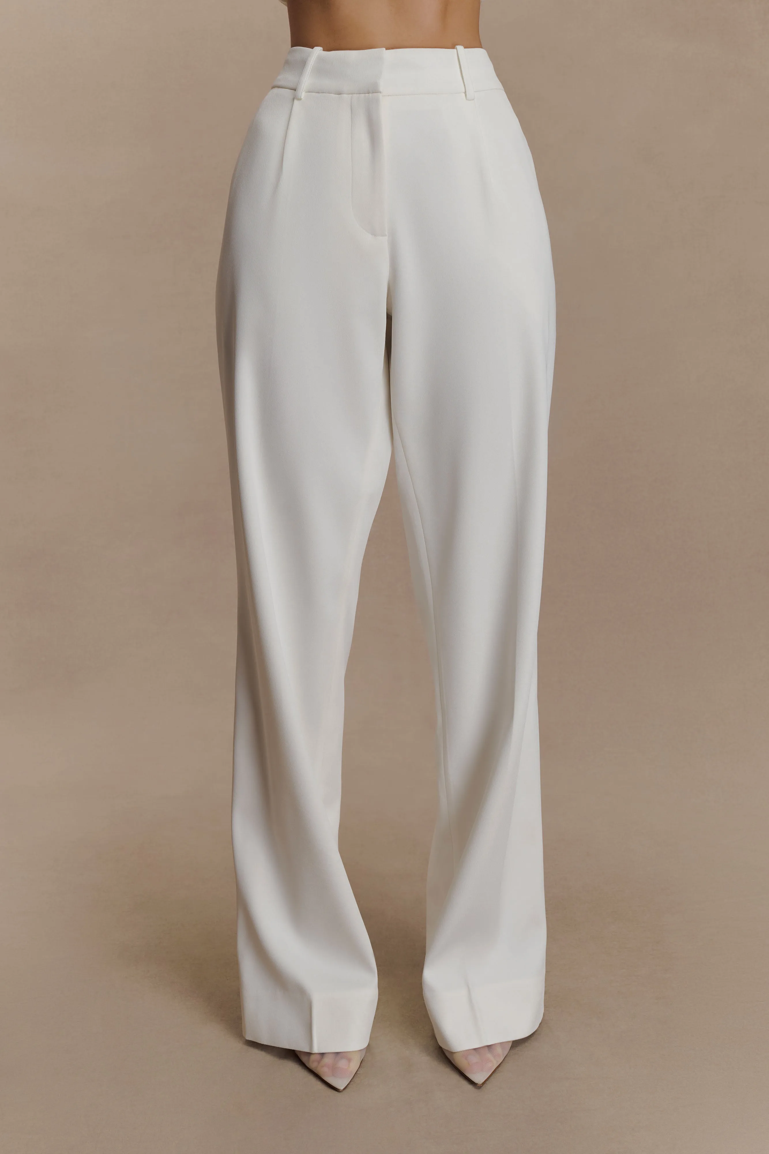 Fatima Satin Straight Leg Pant - White sold by Meshki product image thumbnail 5