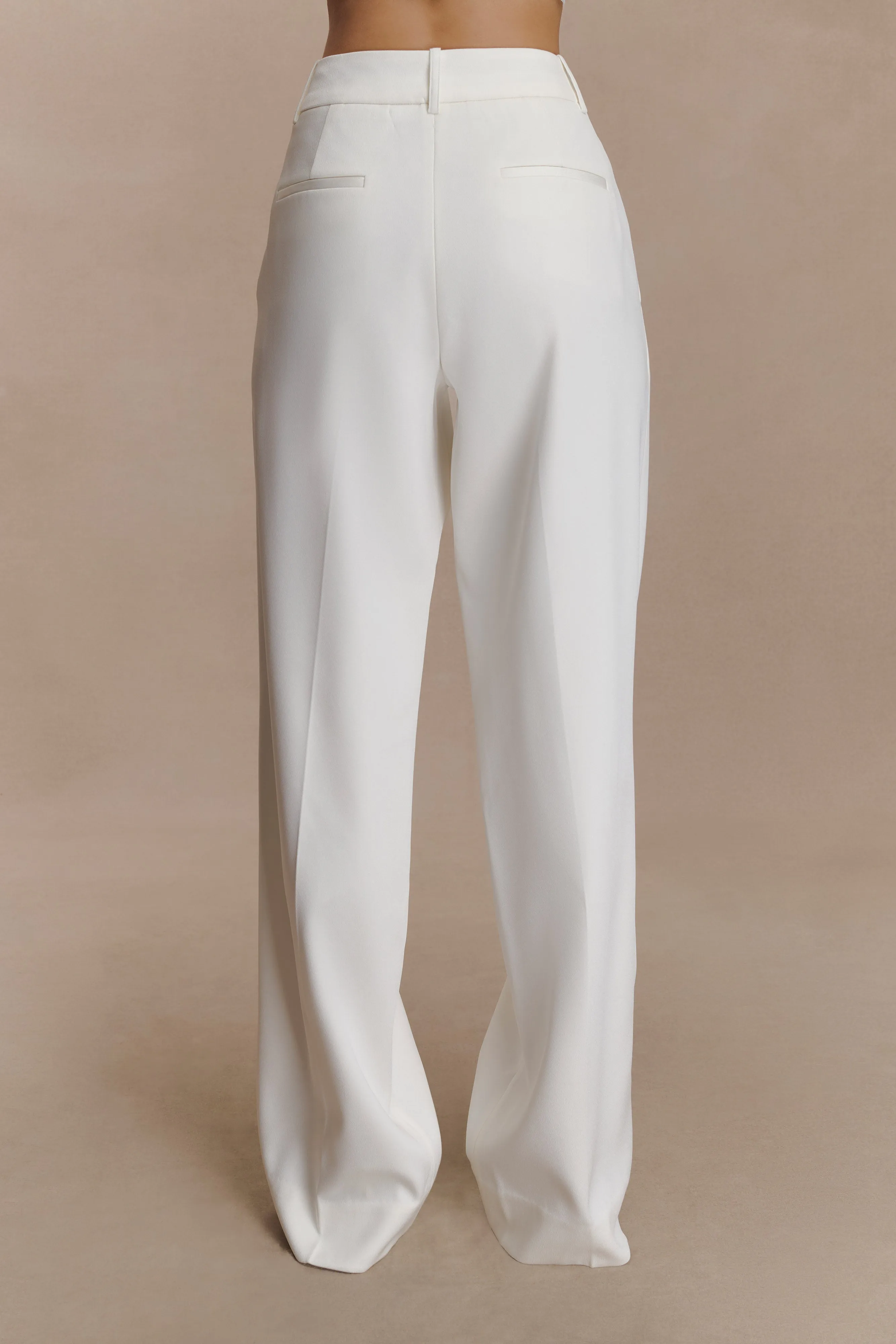 Fatima Satin Straight Leg Pant - White sold by Meshki product image thumbnail 3